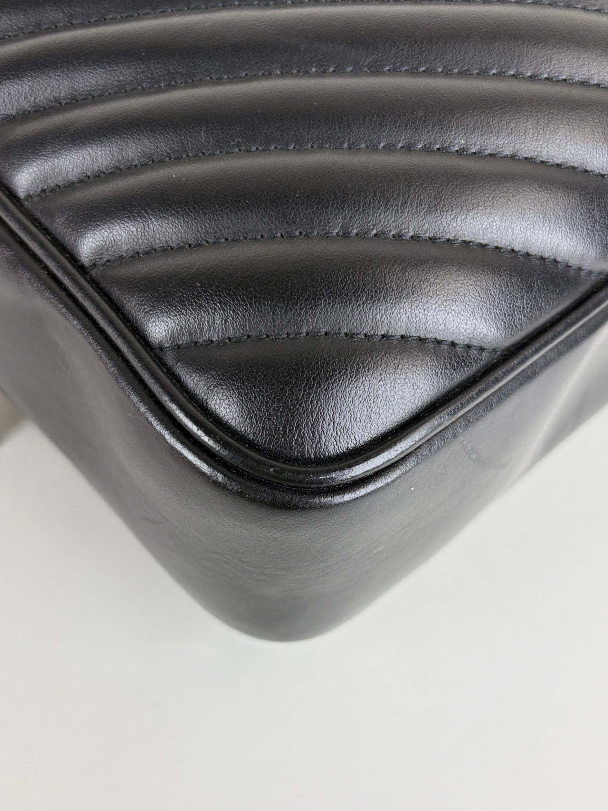 YSL black calfskin matelasse monogram lou camera bag