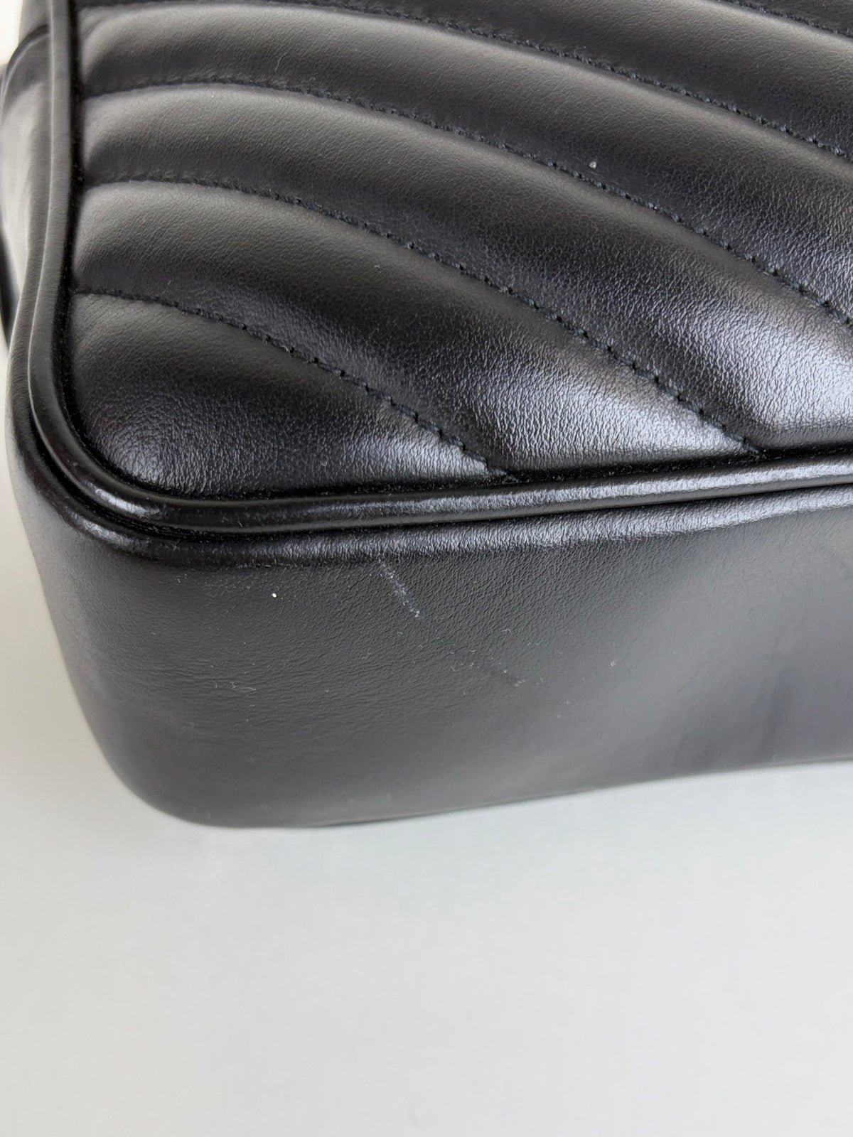 YSL black calfskin matelasse monogram lou camera bag