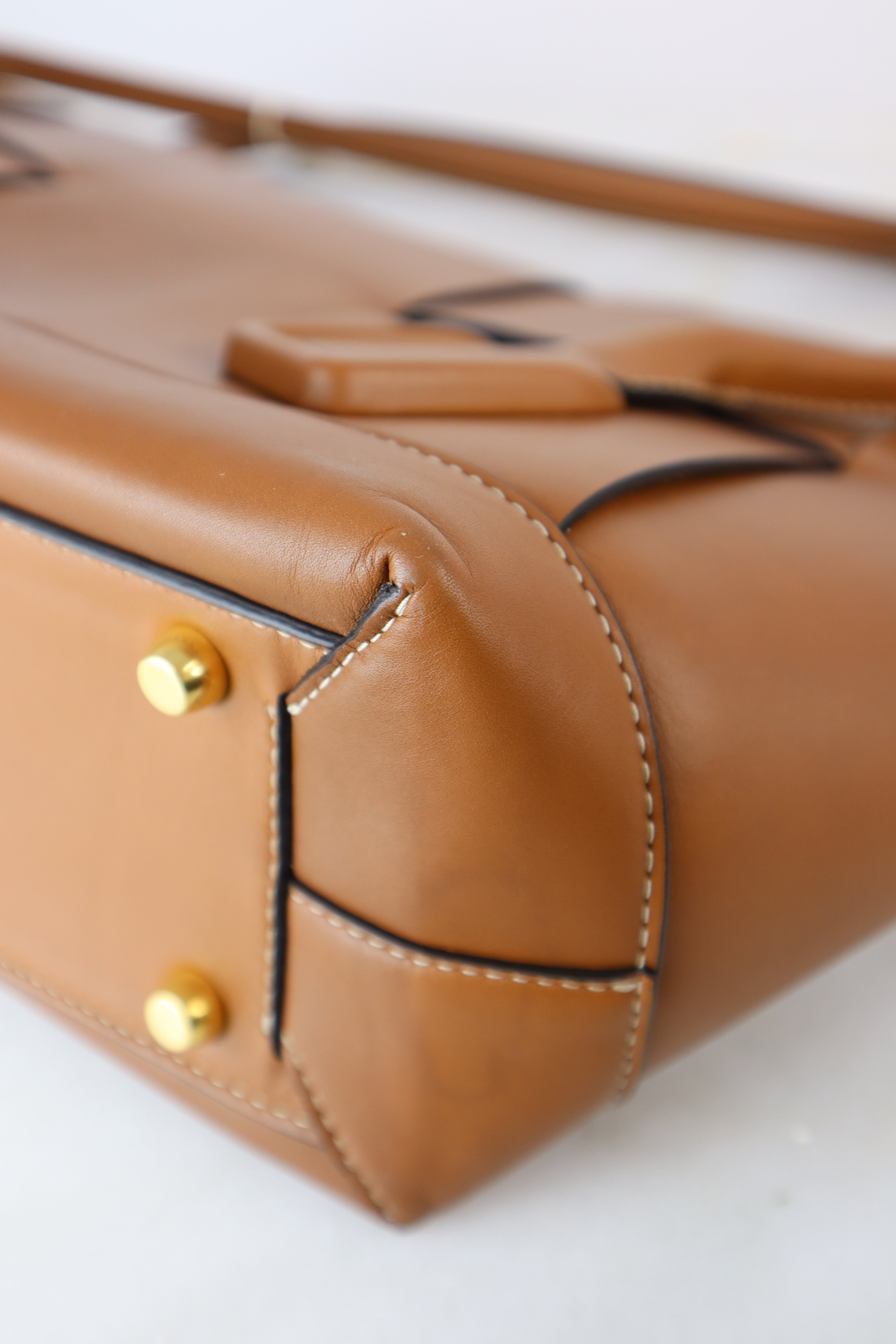 Bottega Veneta Camel Arco Medium Top Handle Bag