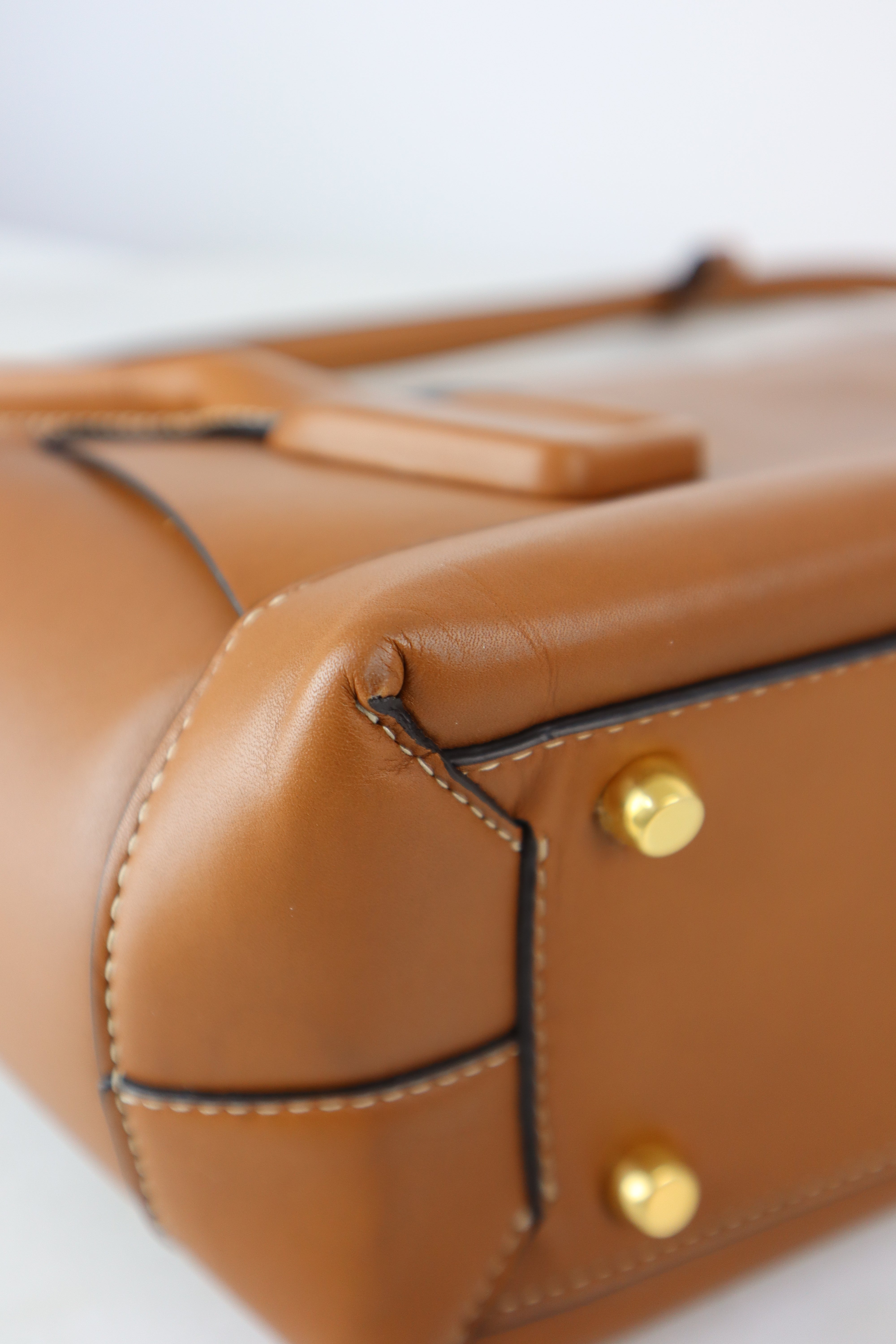 Bottega Veneta Camel Arco Medium Top Handle Bag