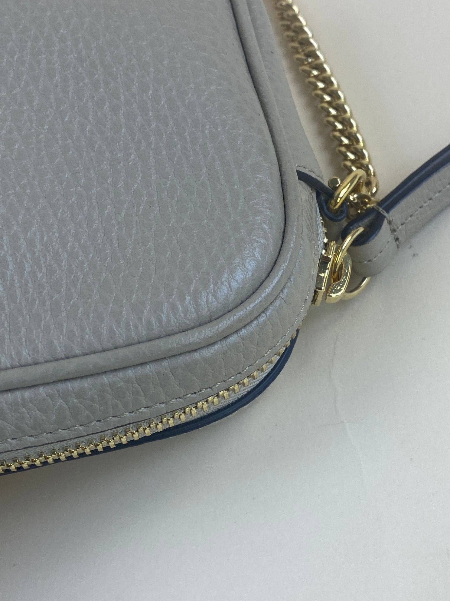 Gucci Beige GG Marmont Mini Camera Bag with Chain