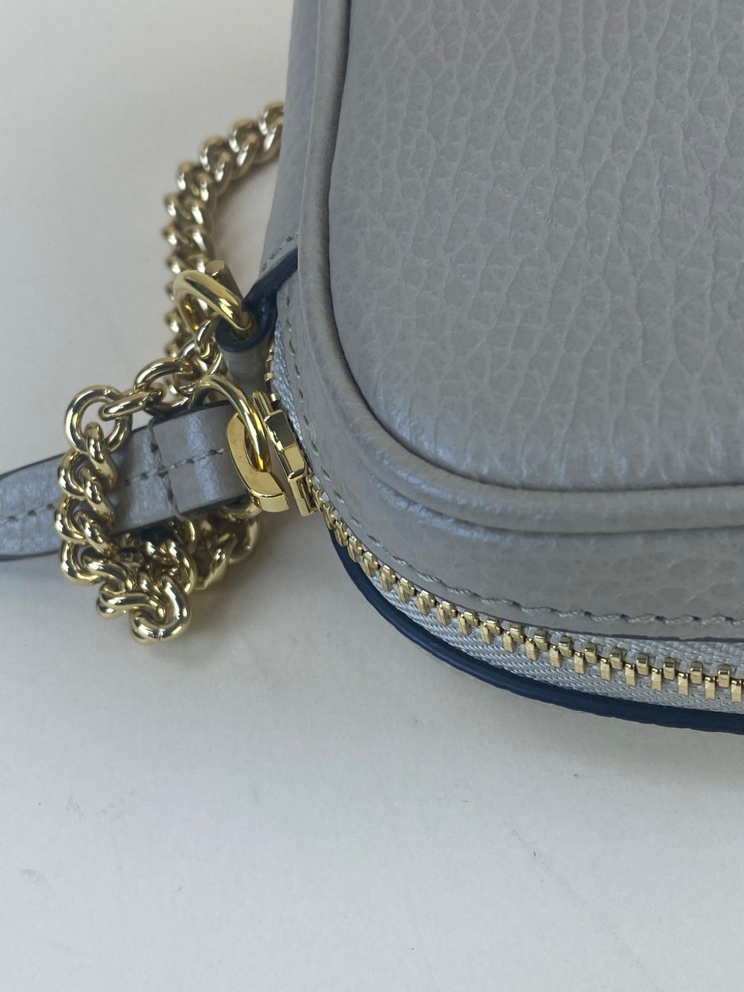 Gucci Beige GG Marmont Mini Camera Bag with Chain