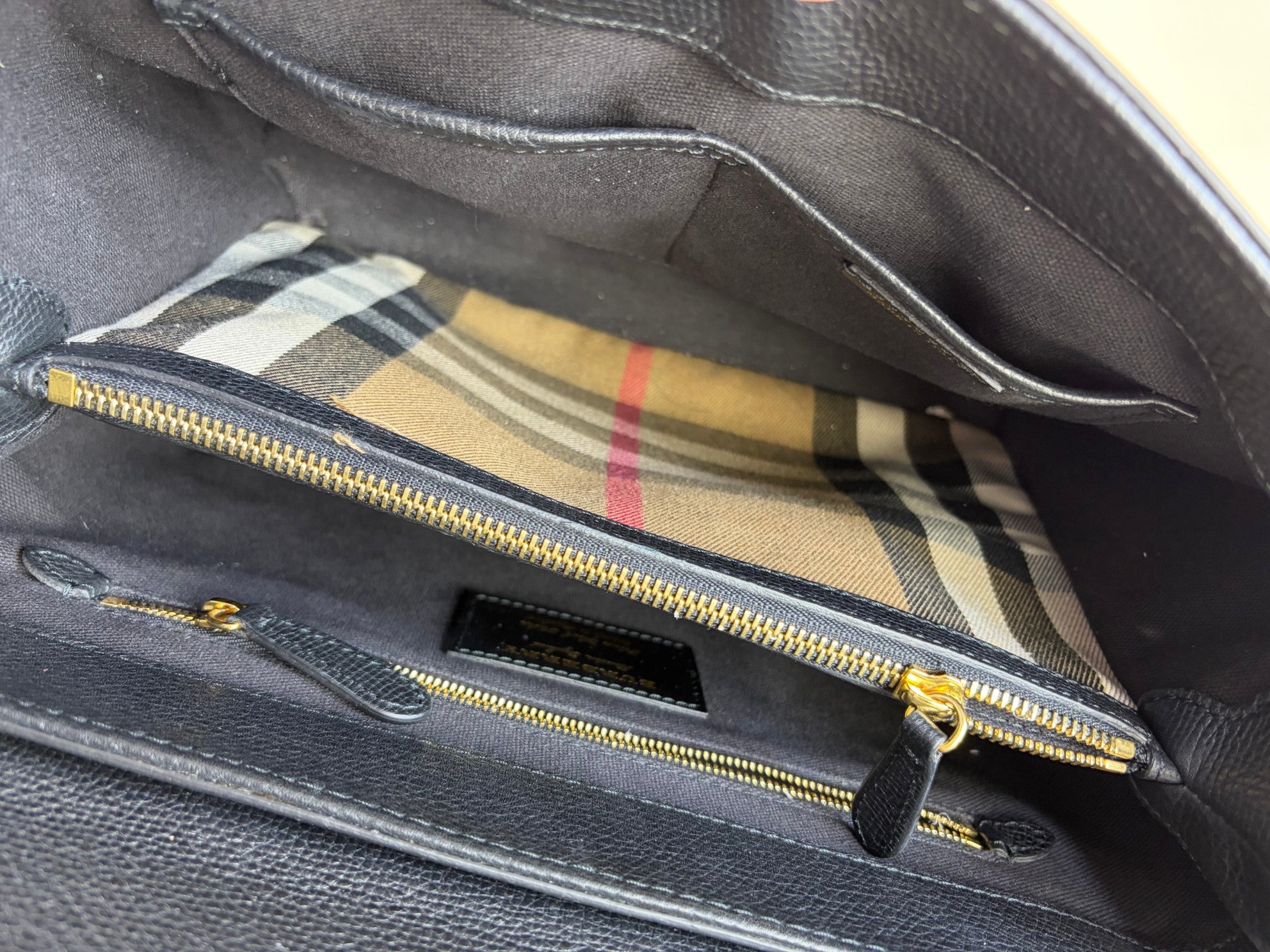 Burberry black Derby House Check Camberley Medium Satchel Bag