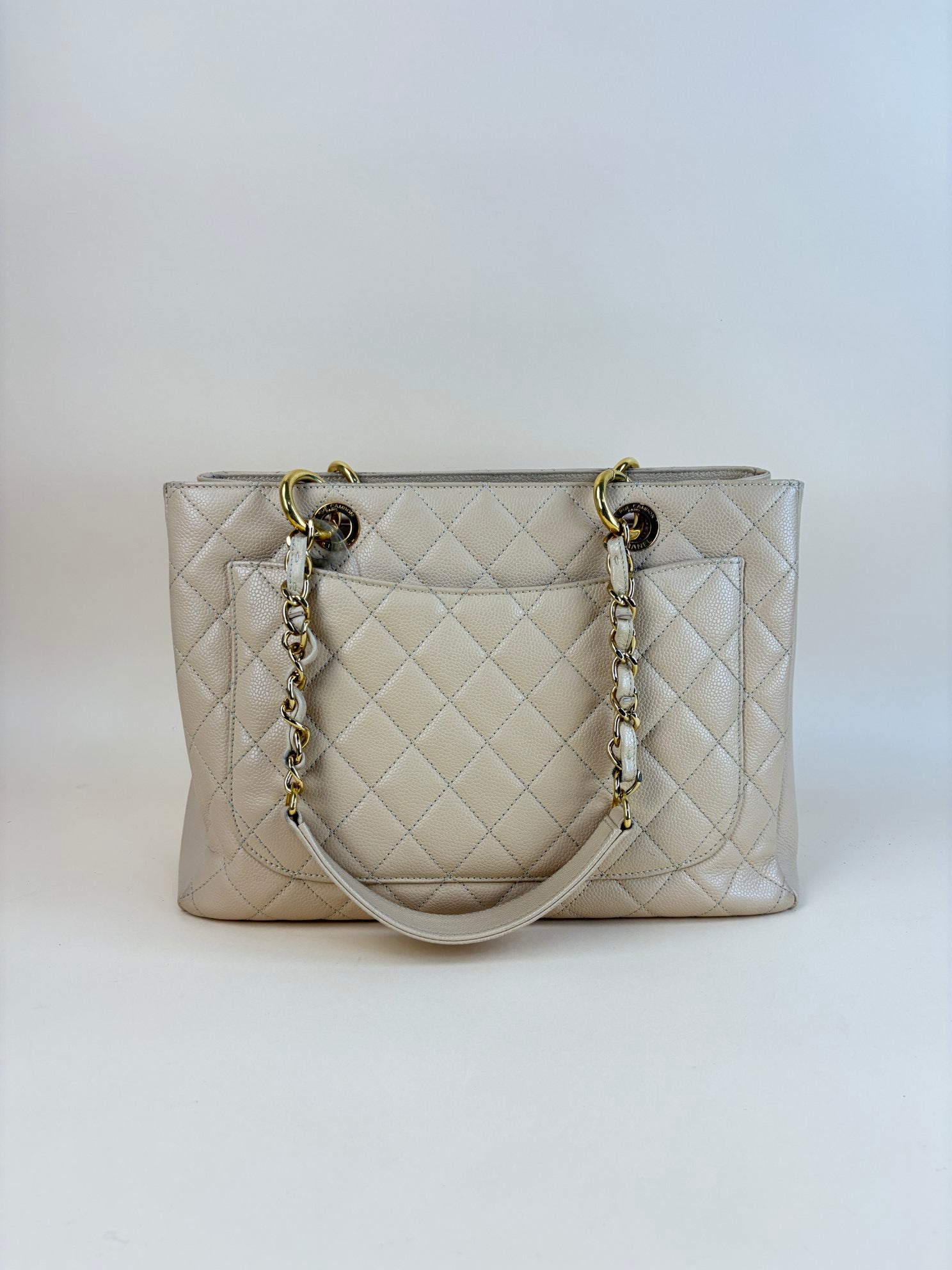 Chanel Beige Quilted Grand Shopping Bag