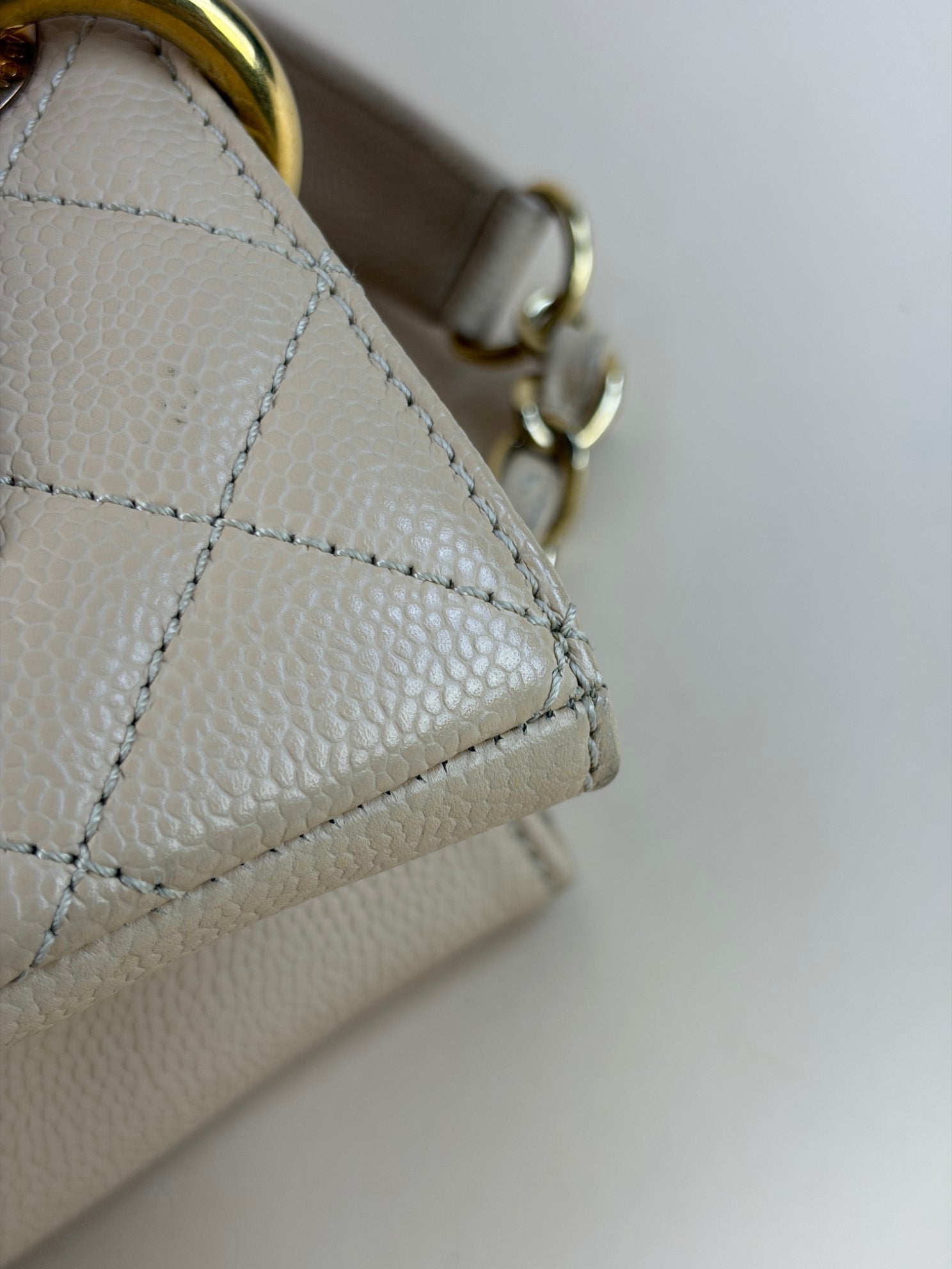 Chanel Beige Quilted Grand Shopping Bag
