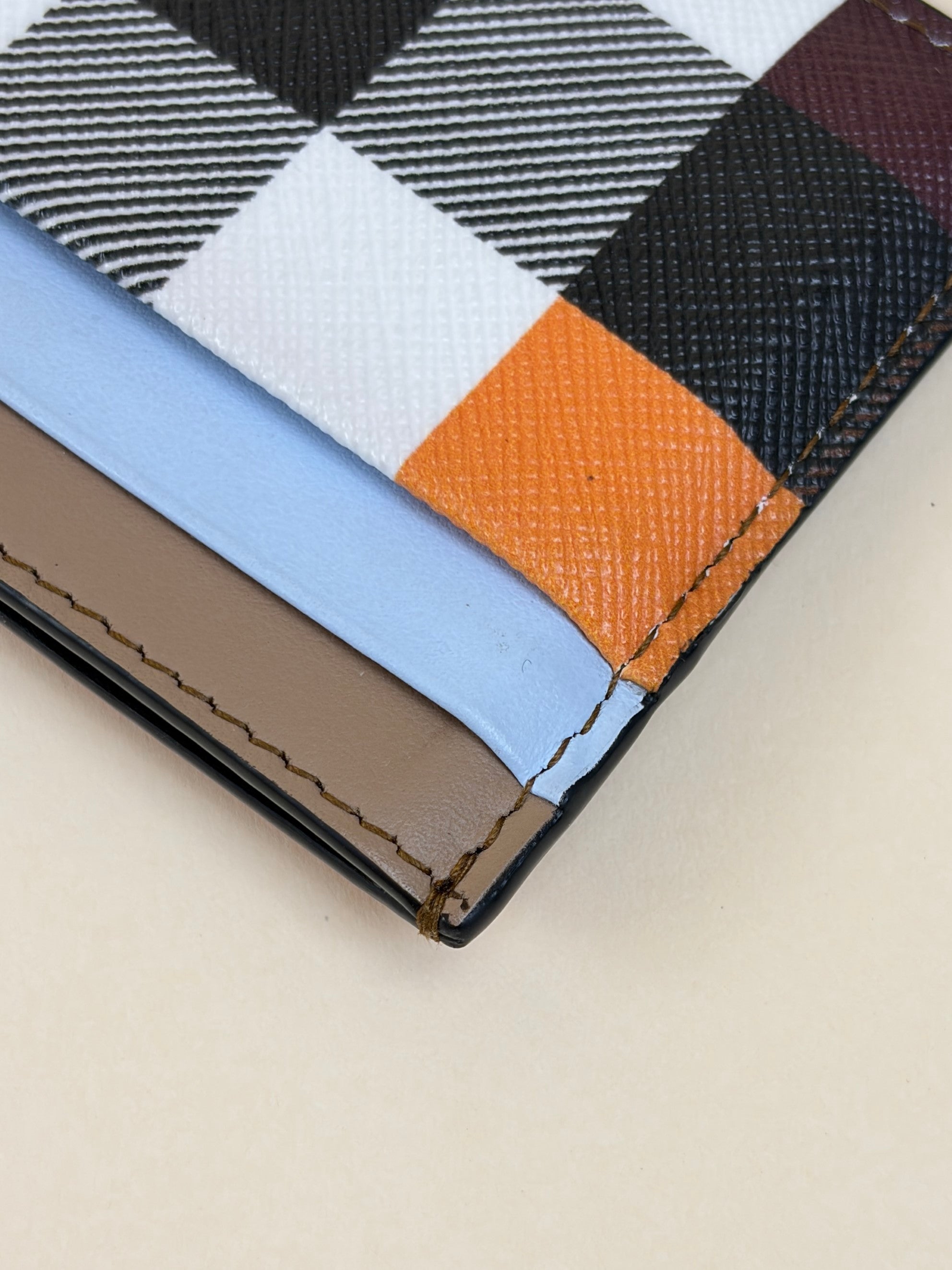 Burberry multicolor Sandon check and leather card holder