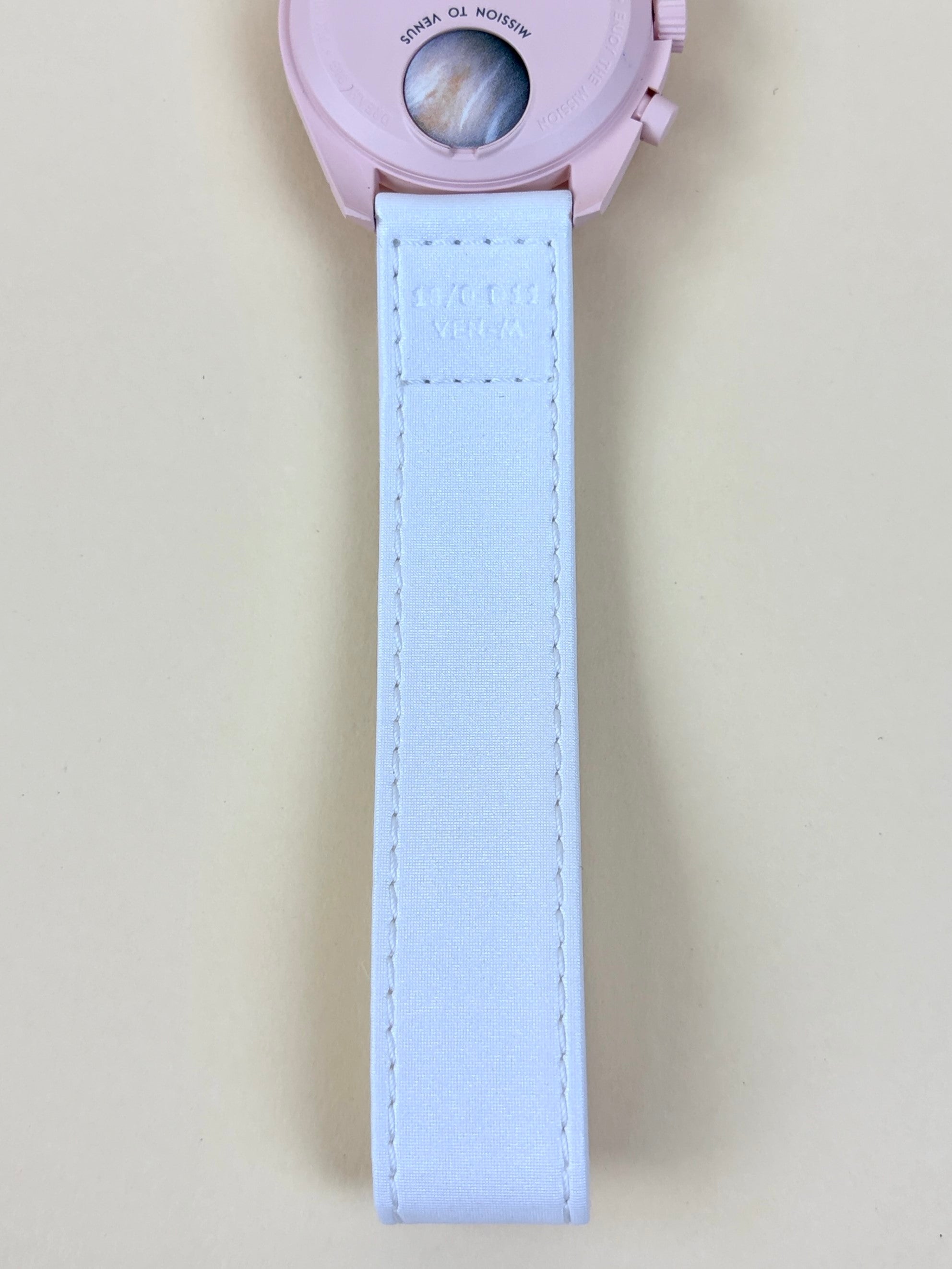 Omega swatch speed master pink and white mission Venus moon swatch