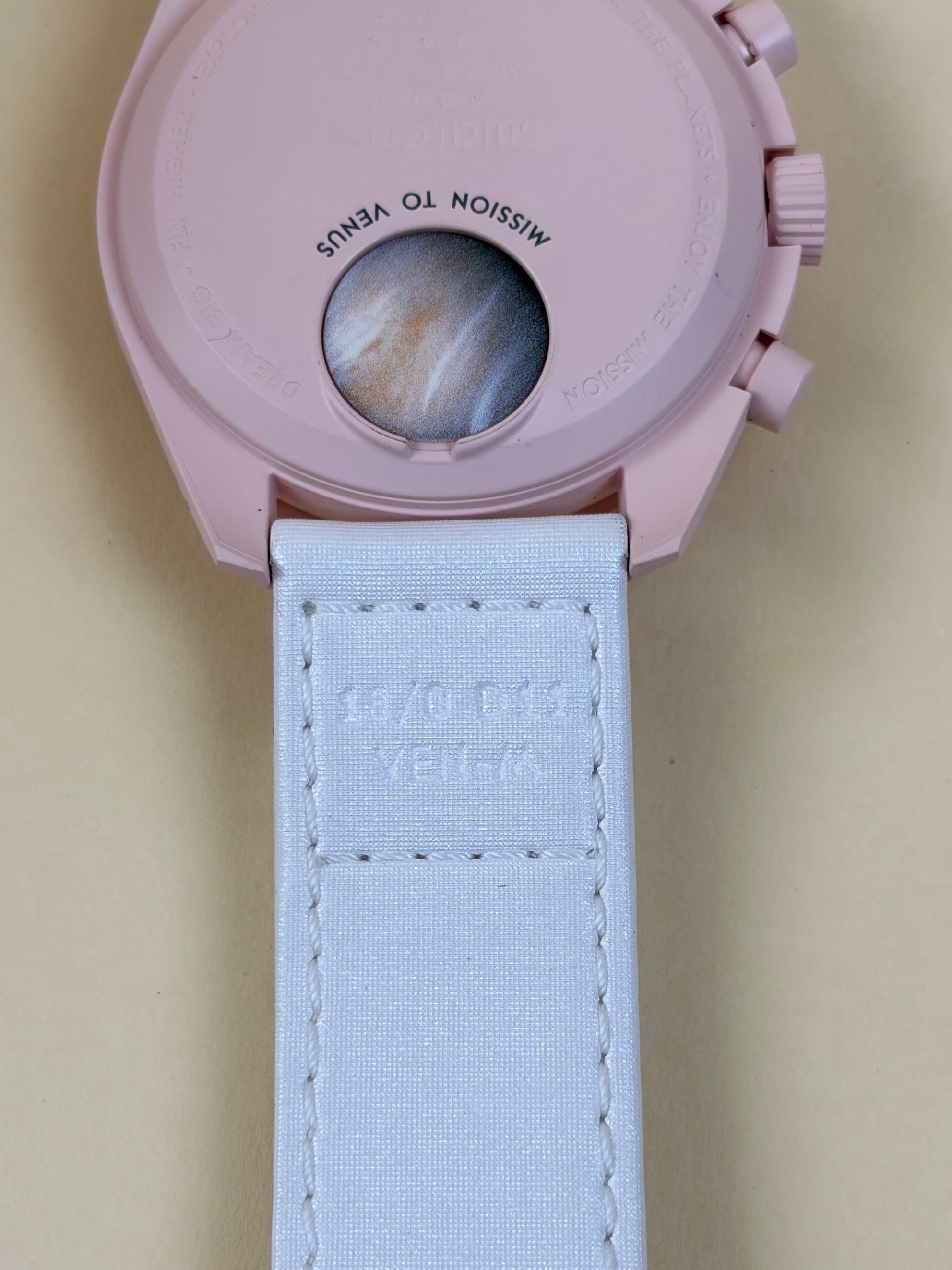 Omega swatch speed master pink and white mission Venus moon swatch