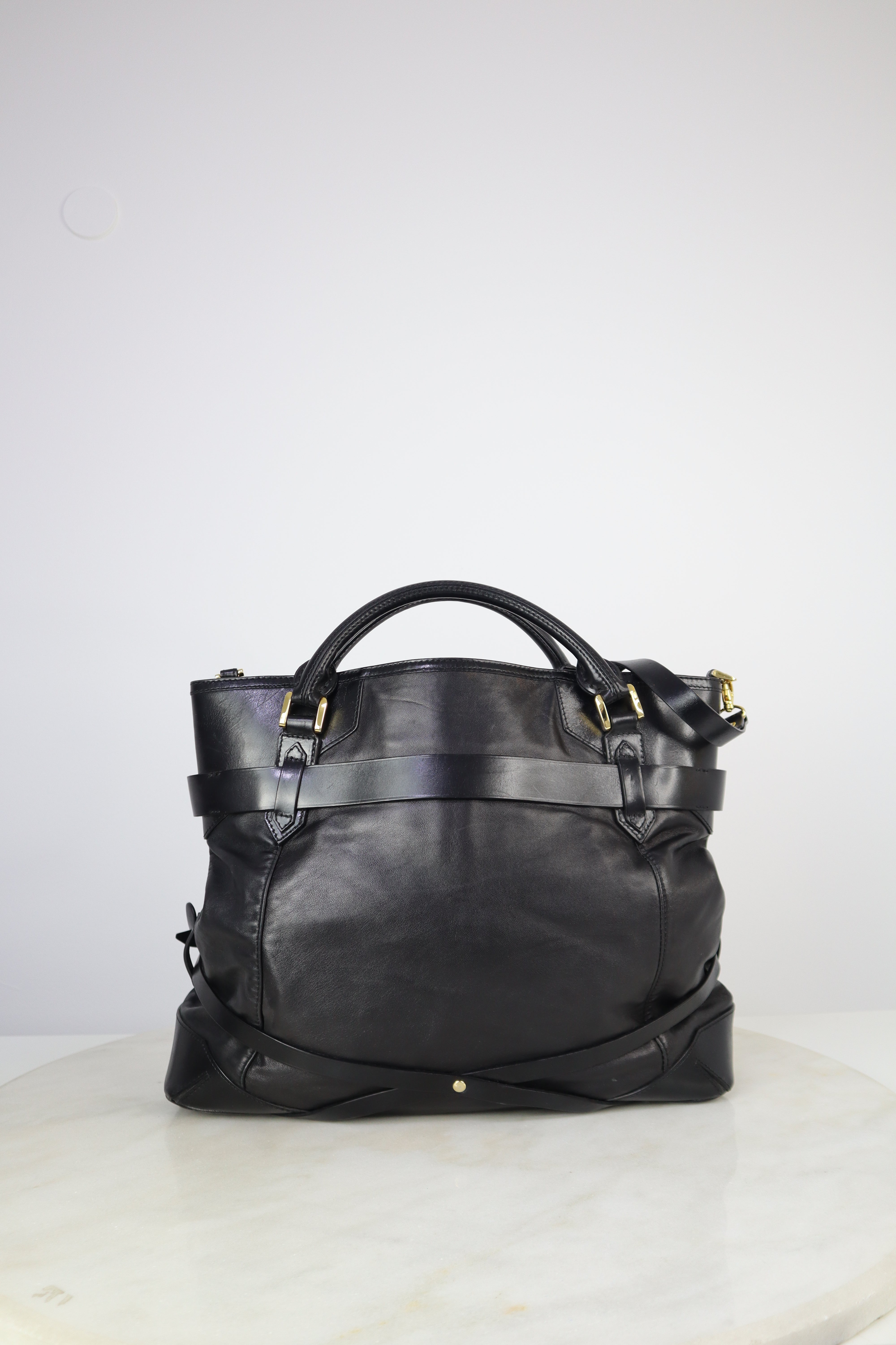 Burberry Black Bridle Lynn Large Top Handle Bag