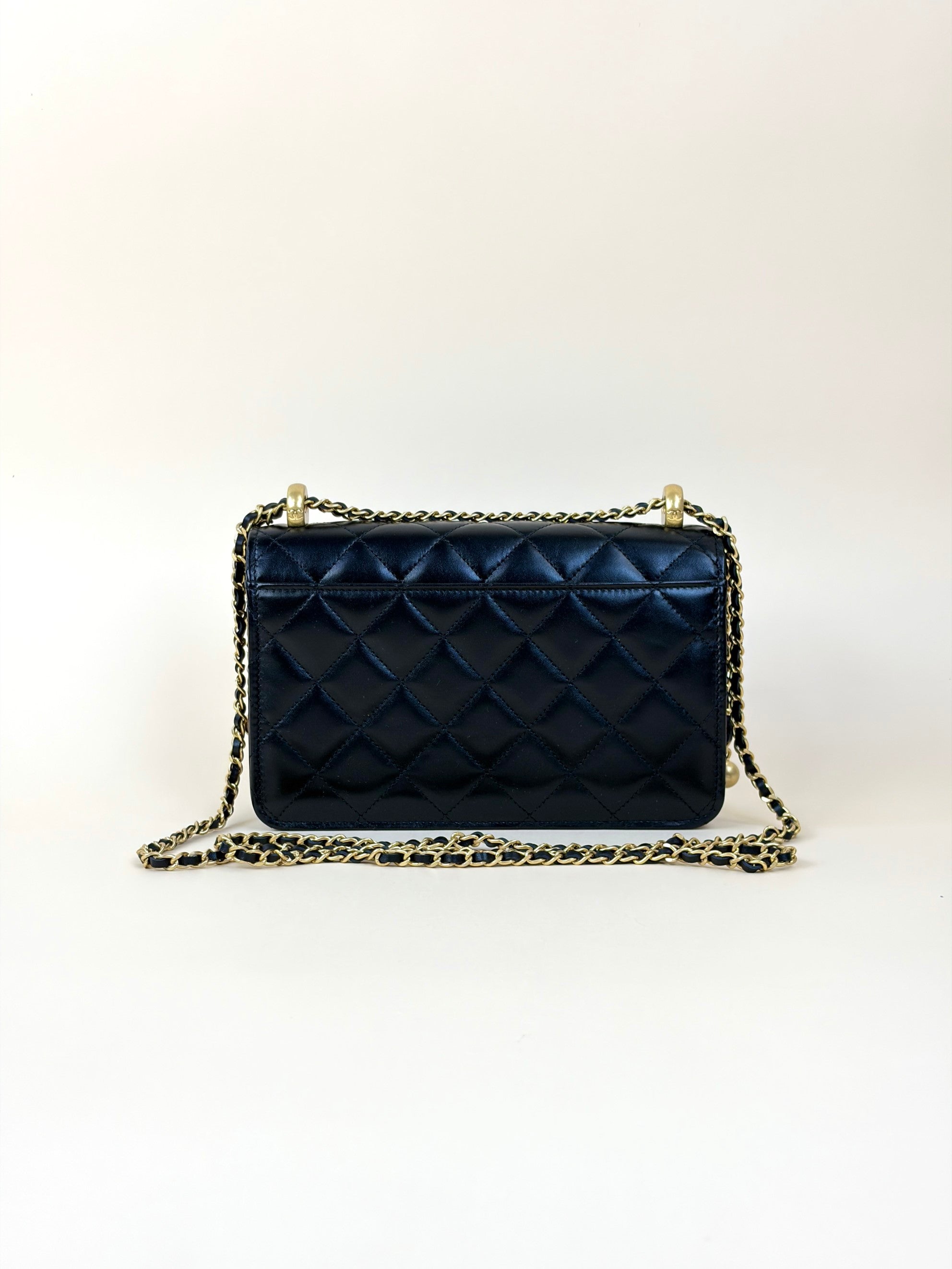 Chanel Black calfskin perfect fit wallet on chain lambskin