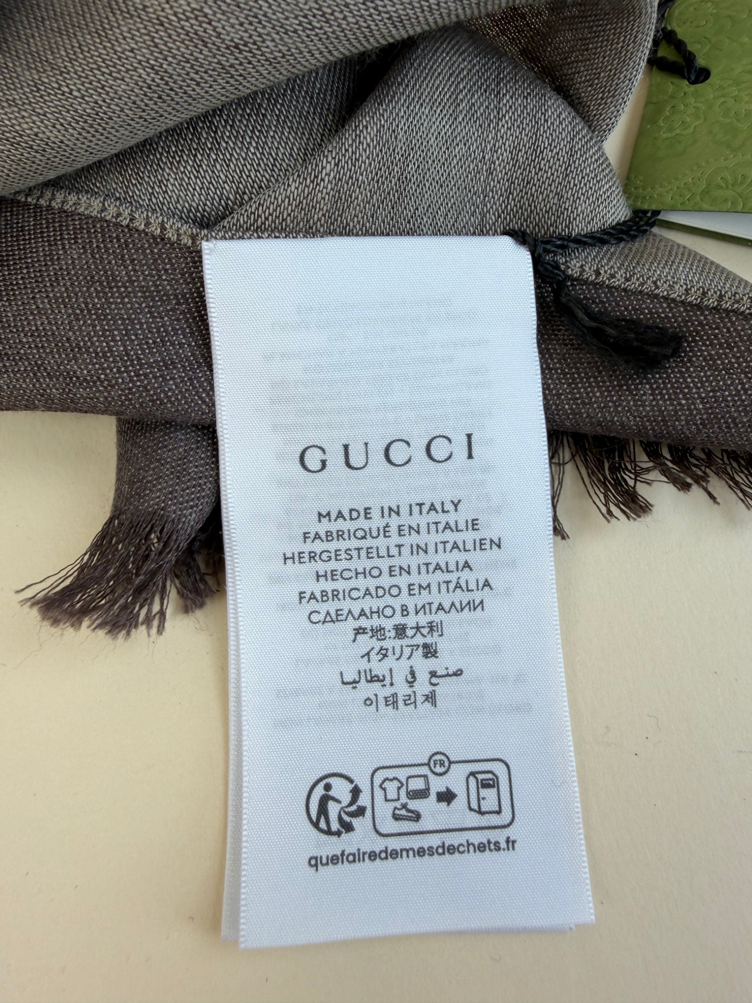 Gucci Dark Brown GG Monogram - Wool Scarf