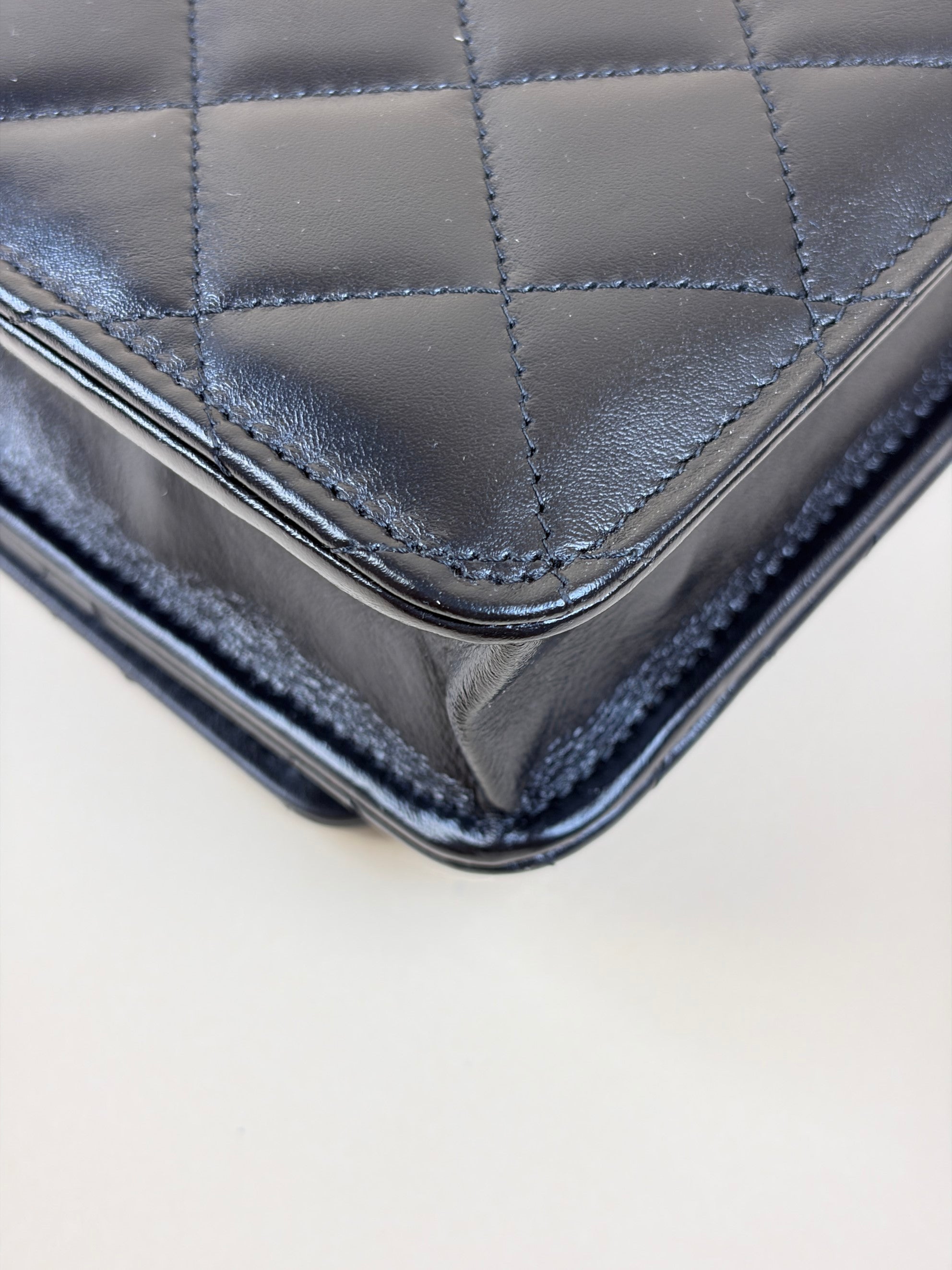 Chanel Black calfskin perfect fit wallet on chain lambskin