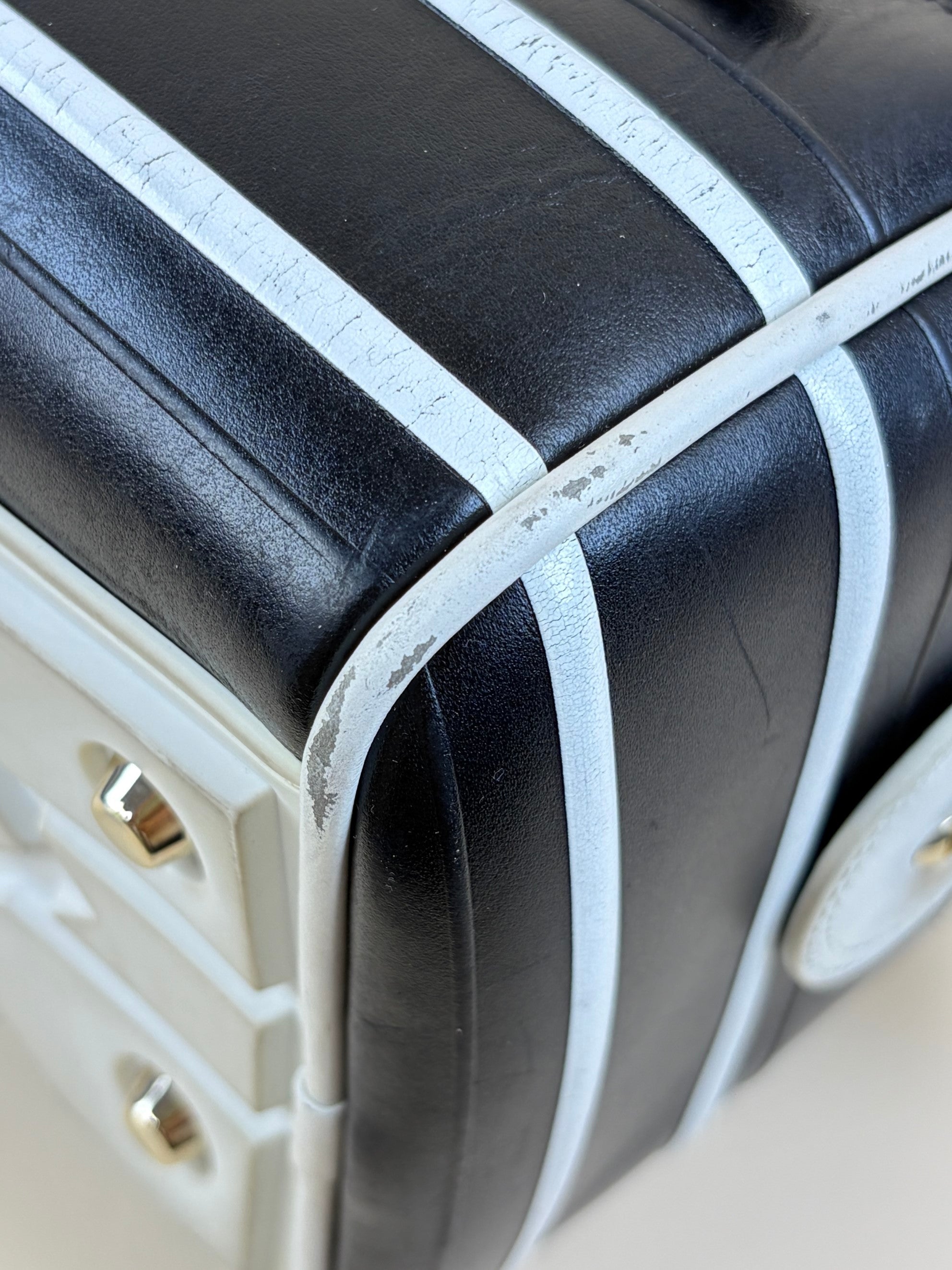 dior black/white padded marco carnage calfskin medium vibe bowling tote bag