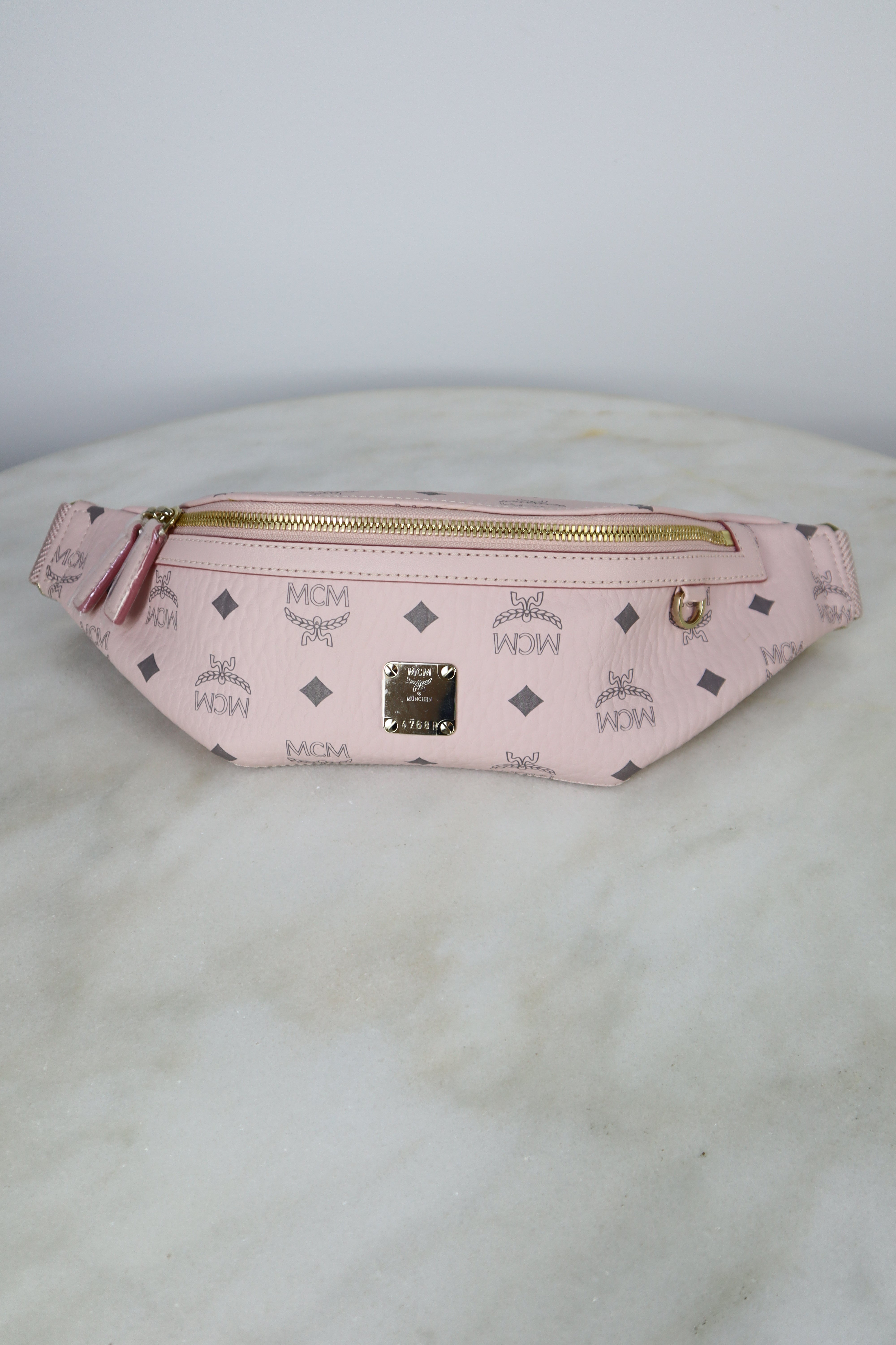 MCM Baby Pink Visetos Fursten Belt Bag-Belt Bag-MCM-The Closet Egypt