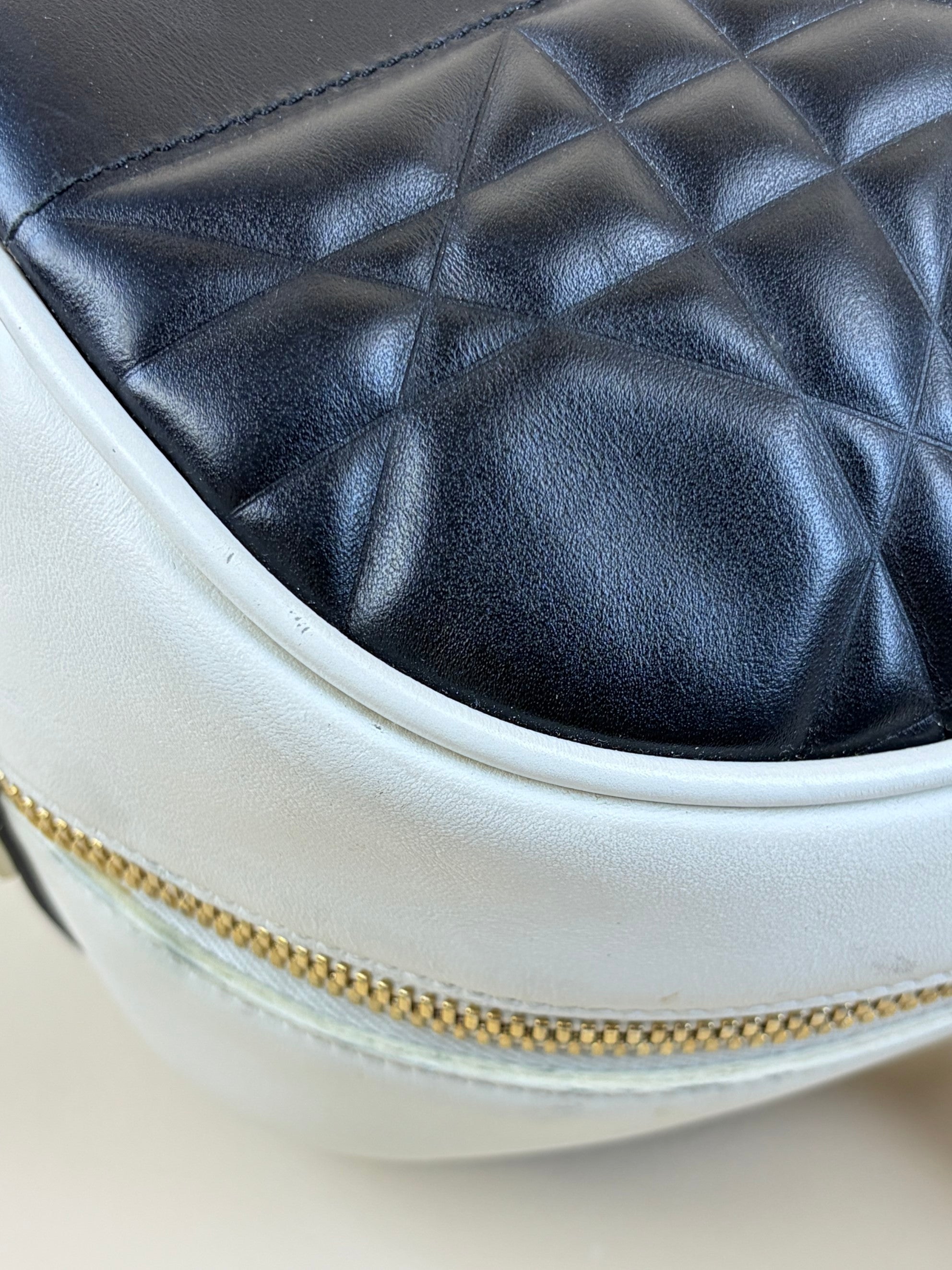 dior black/white padded marco carnage calfskin medium vibe bowling tote bag