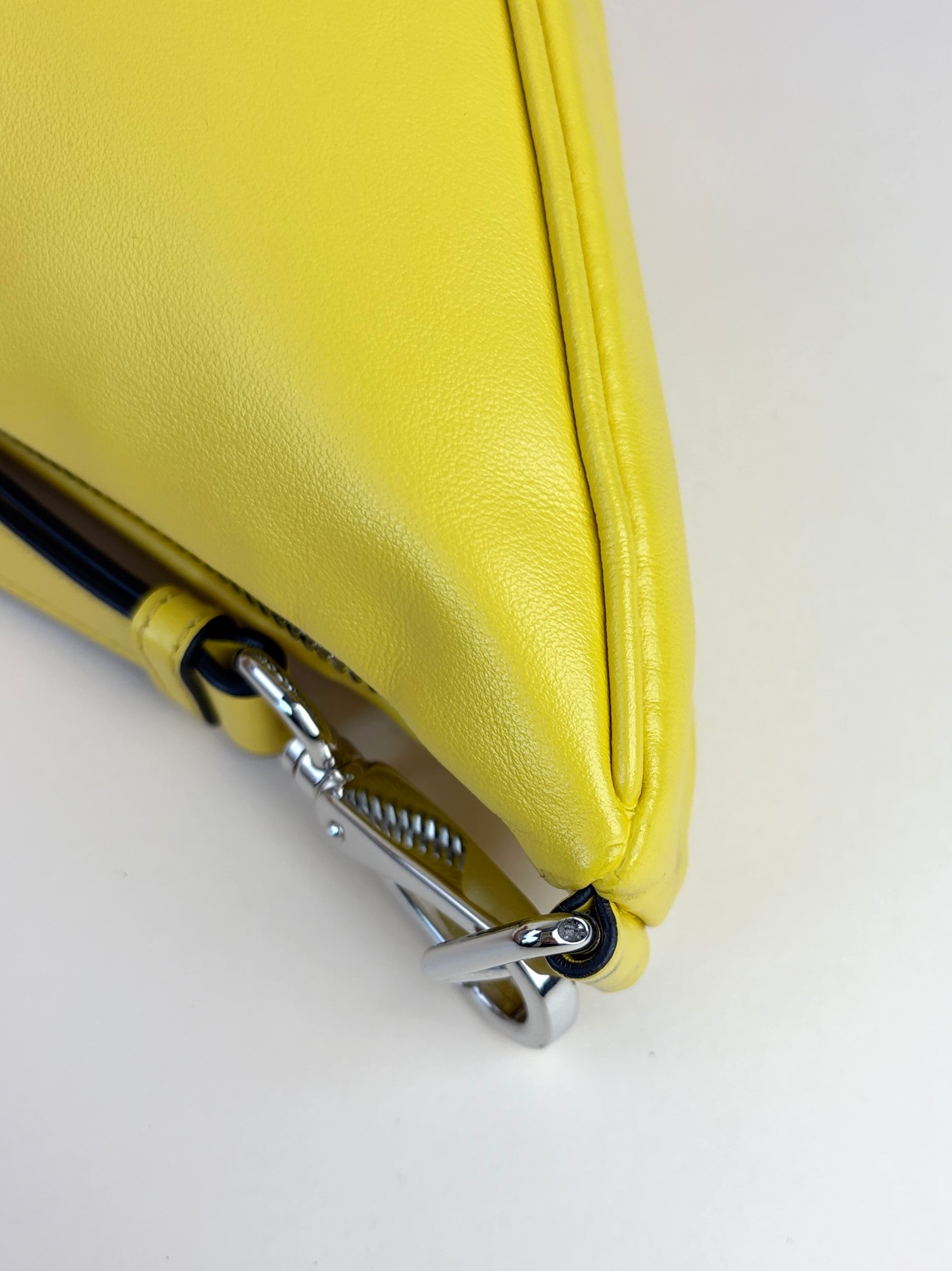 Prada sole grace lux yellow triangle wristlet pouch