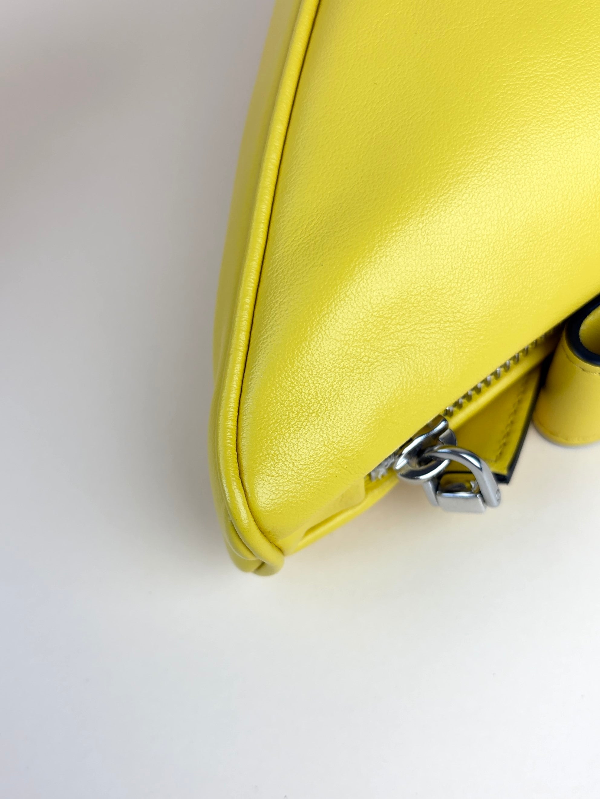 Prada sole grace lux yellow triangle wristlet pouch