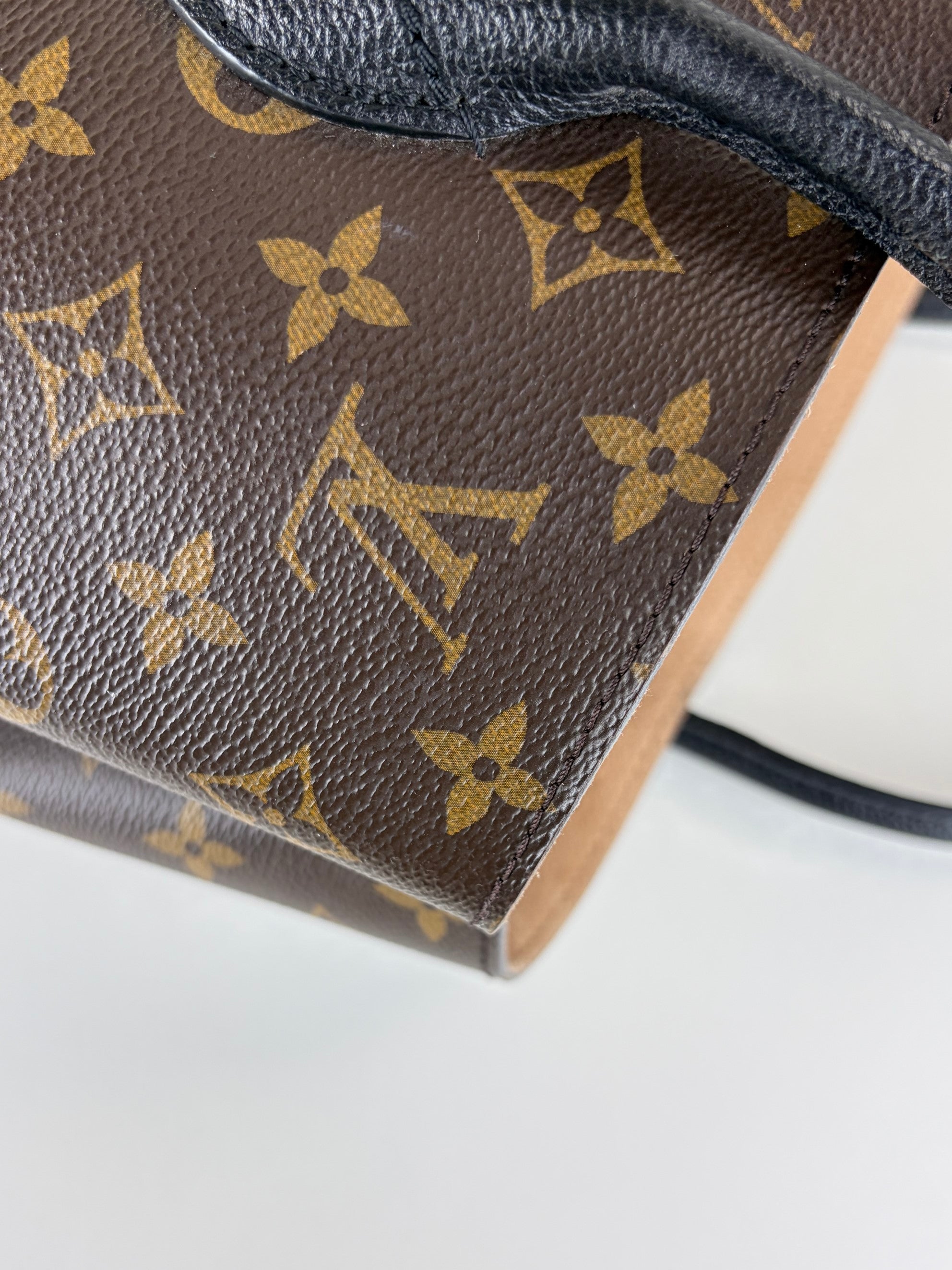 Louis vuitton monogram black leather flandrin handbag