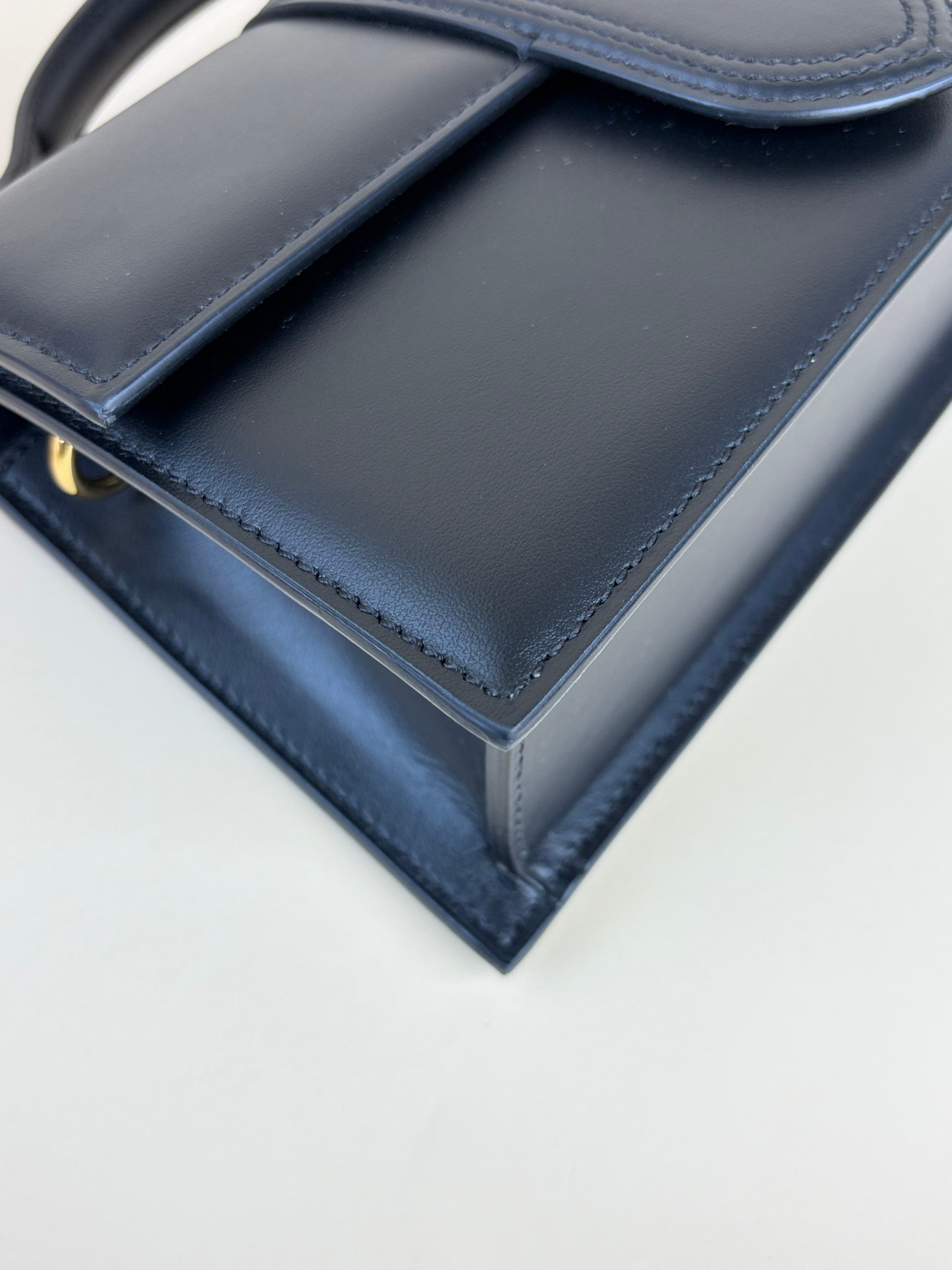 Jacquemus black leather the large bambino top handle