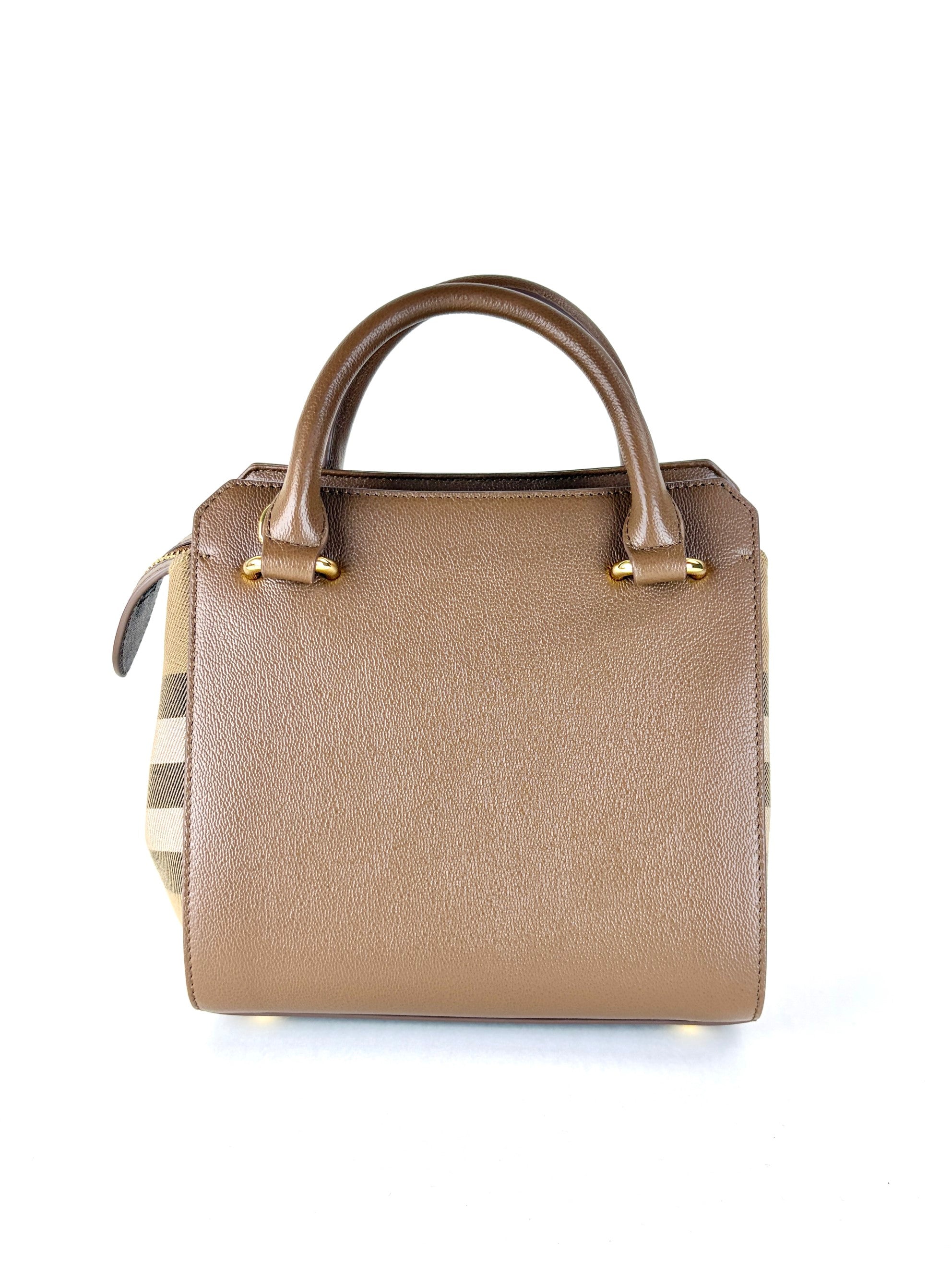 Burberry earth leather check canvas mini banw bag