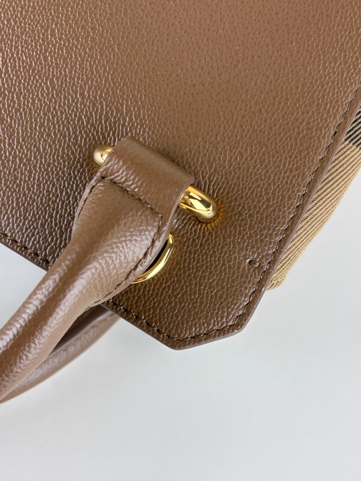 Burberry earth leather check canvas mini banw bag