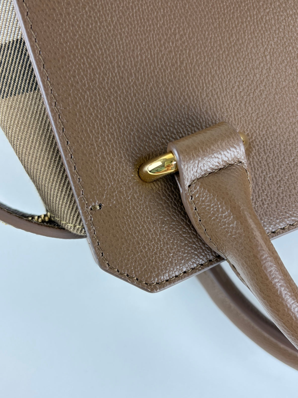 Burberry earth leather check canvas mini banw bag