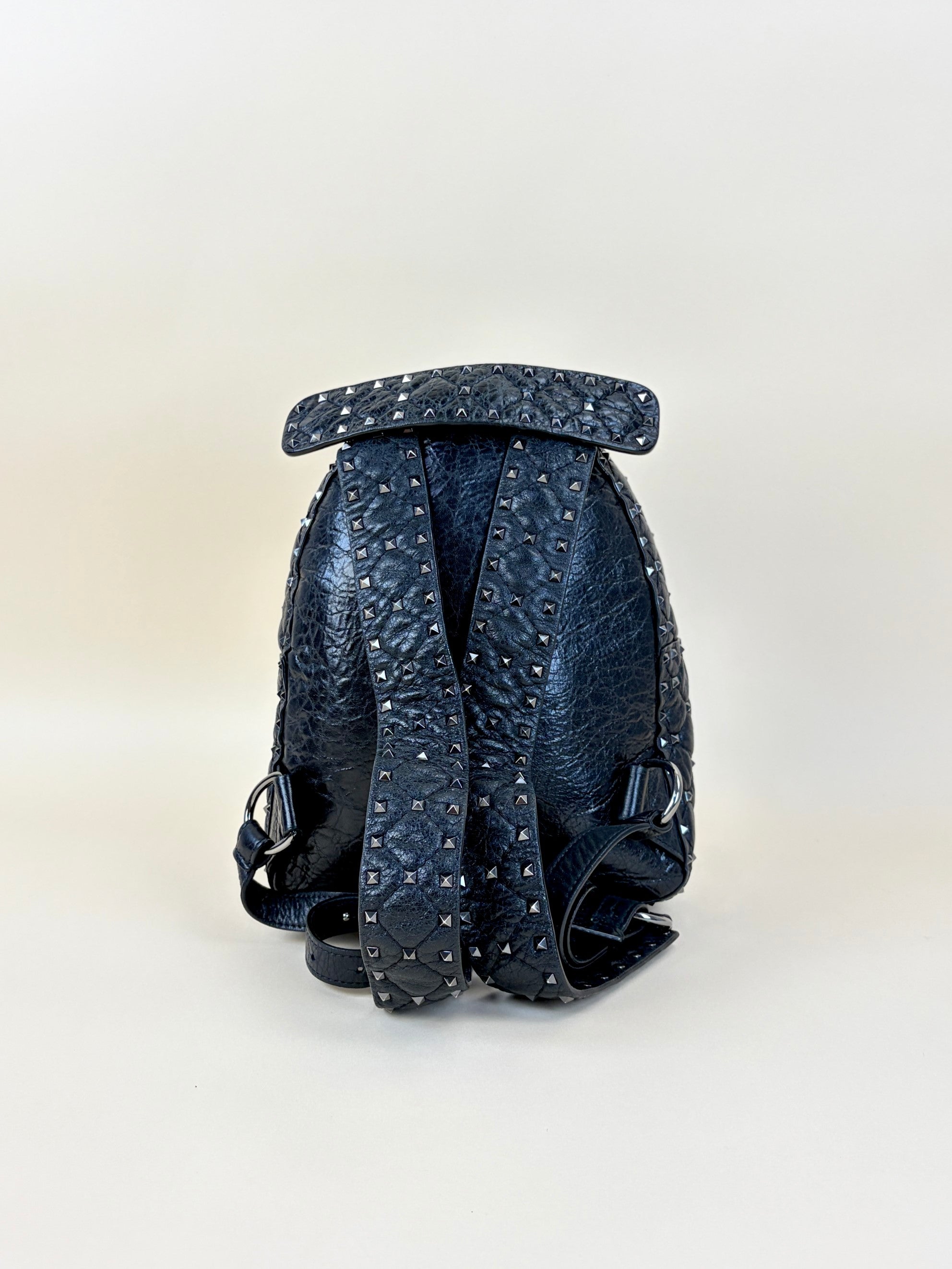 Valentino backpack spike stud black leather