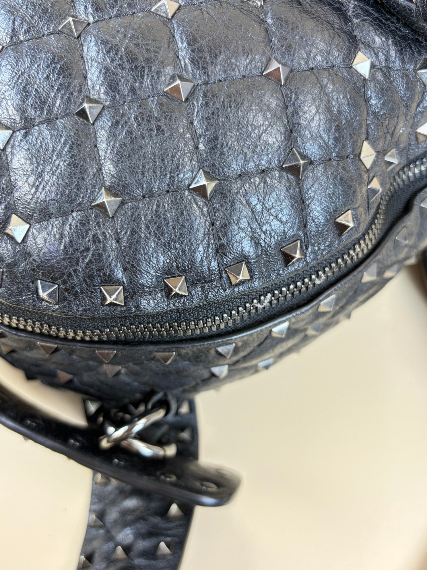 Valentino backpack spike stud black leather