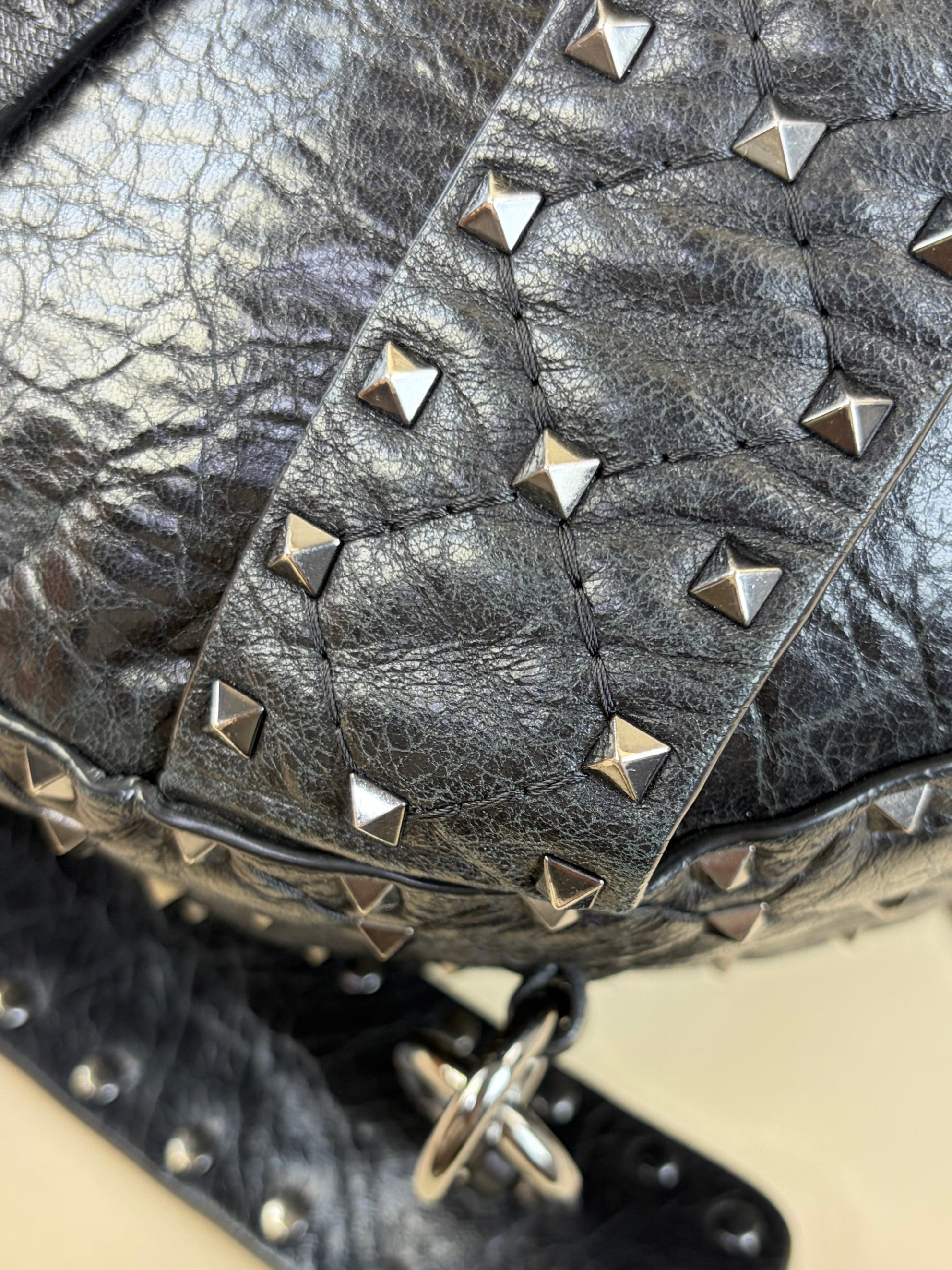 Valentino backpack spike stud black leather