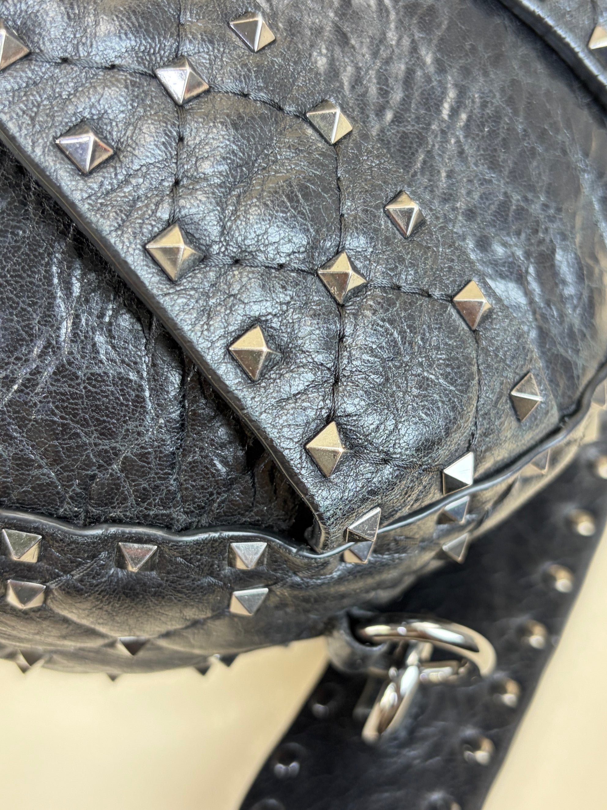 Valentino backpack spike stud black leather