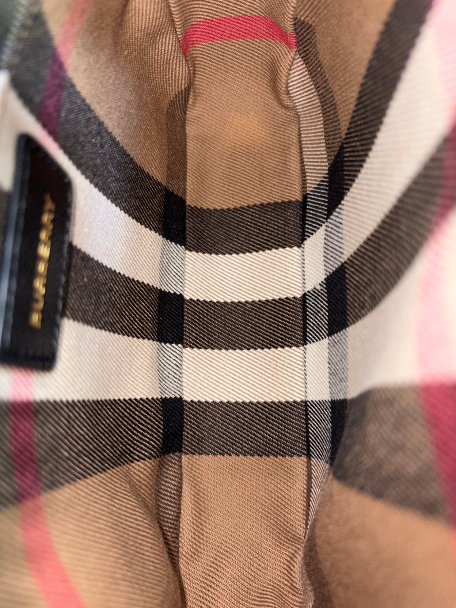 Burberry black leather and House Check small camera bag