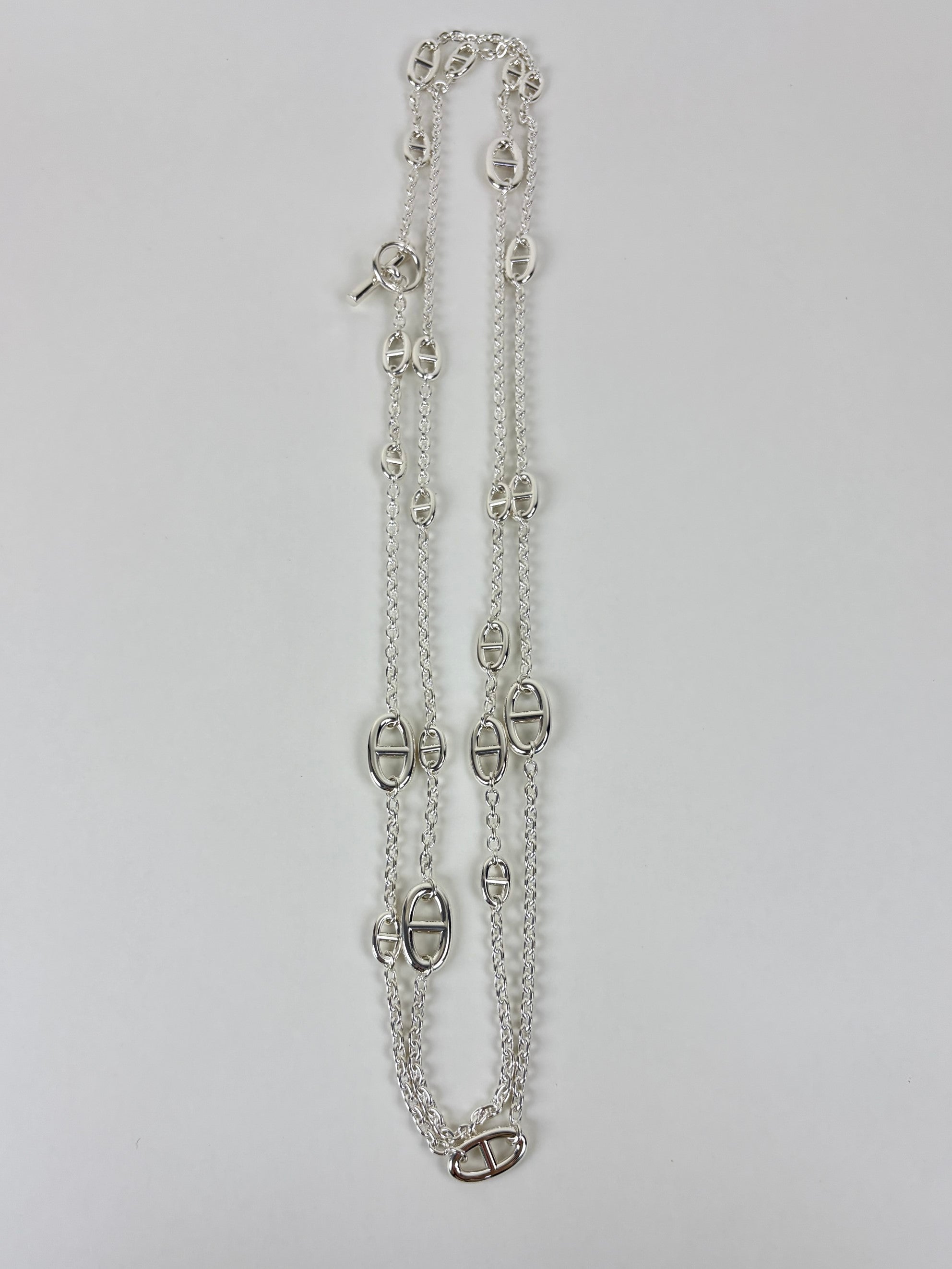 Hermes Silver Farandole strling Long Necklace 160cm