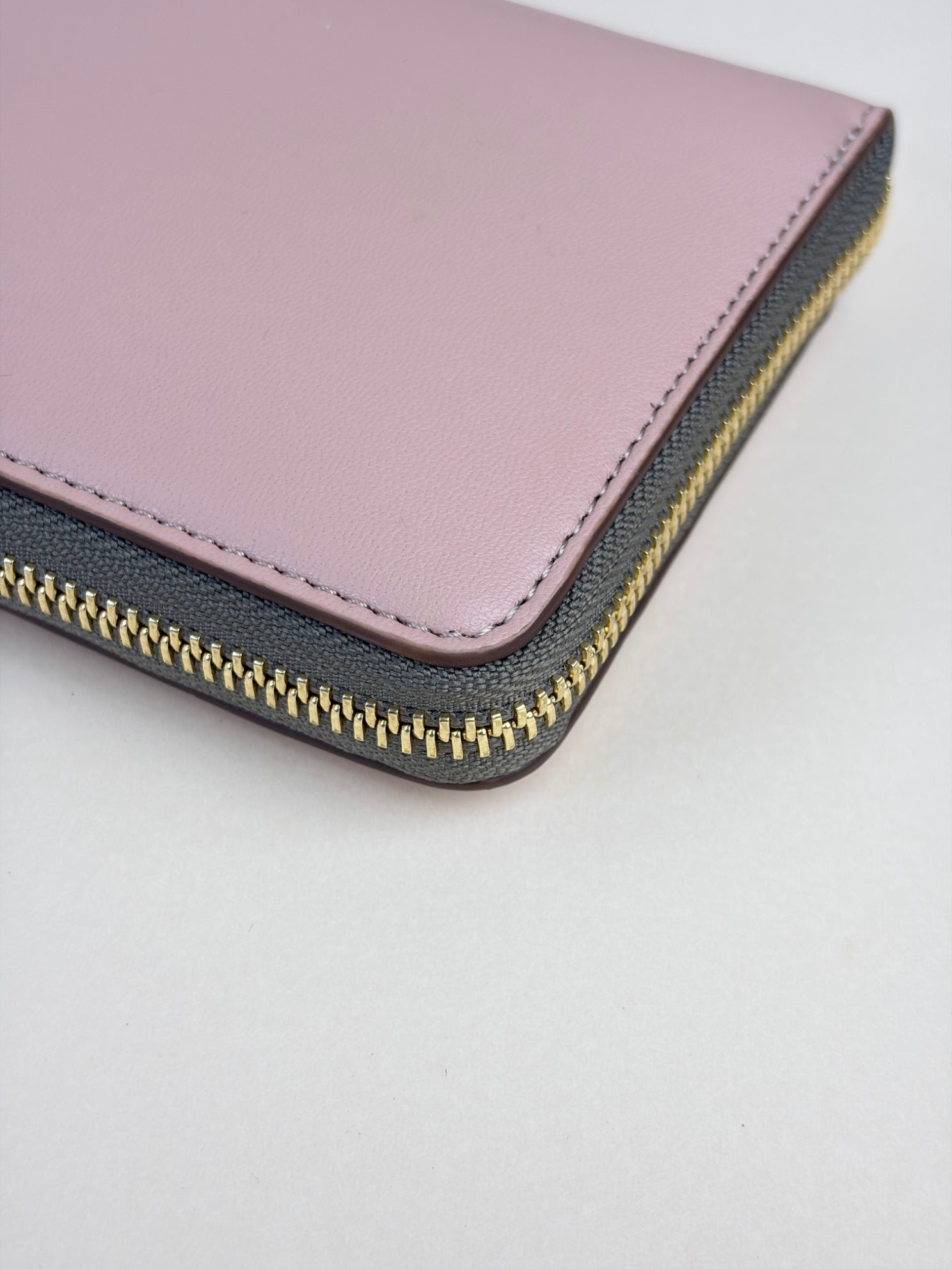 stella McCartney plush nude leather logo continental zip around wallet