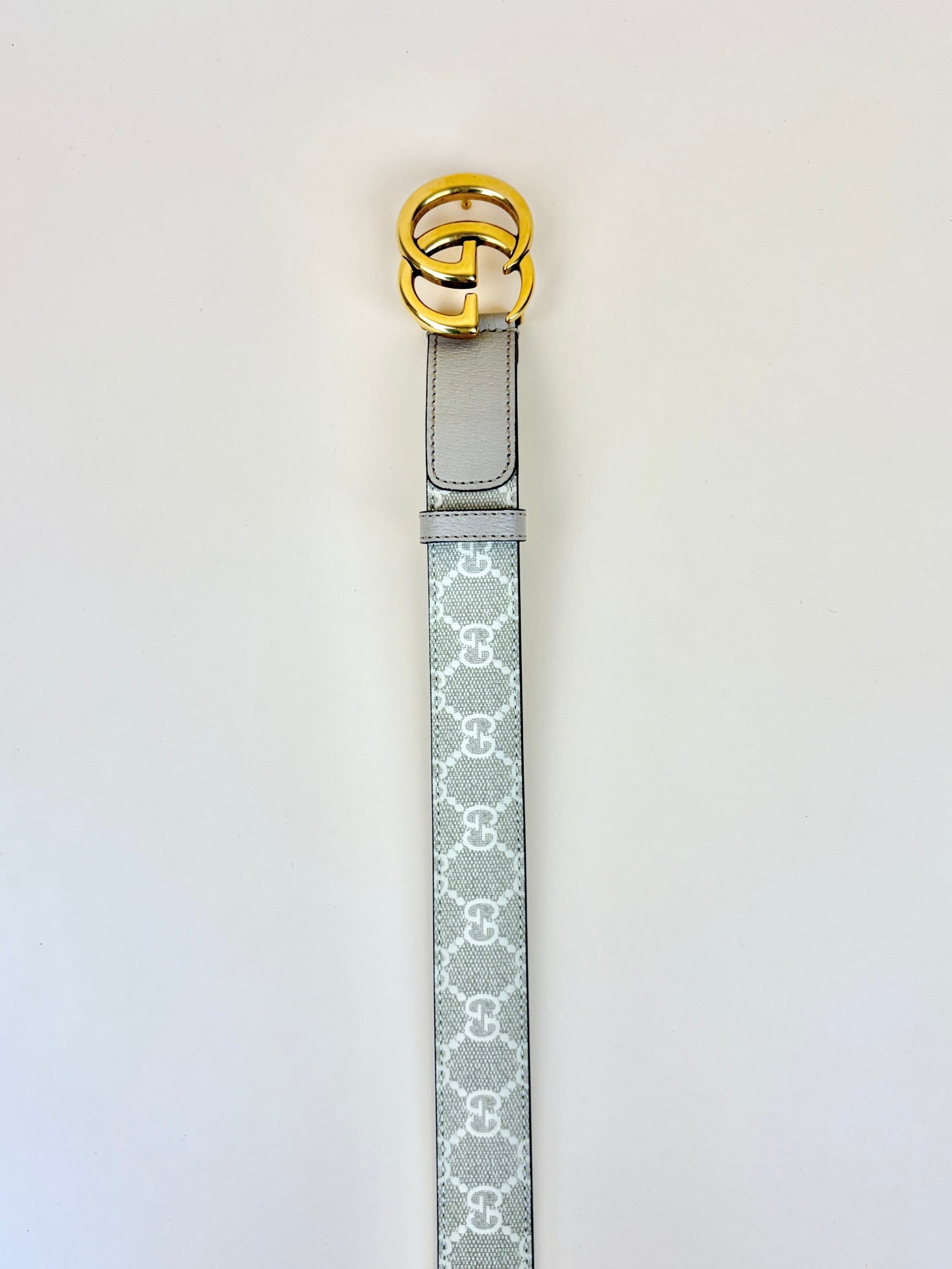 Gucci ivore calfskin gg canvas Marmont thin belt