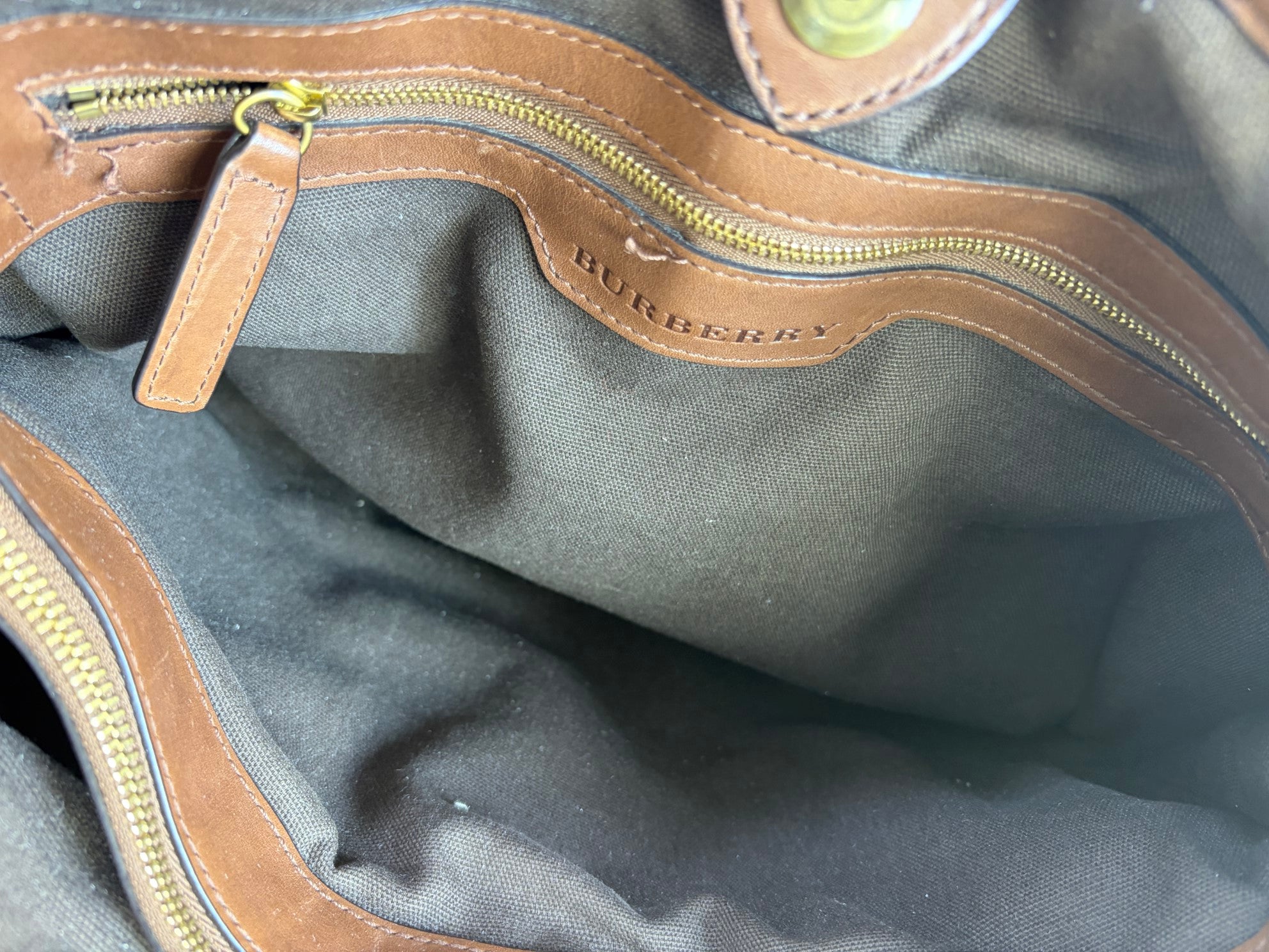 Burberry Brown Smoked Check Tote Northfield Bag with Strap