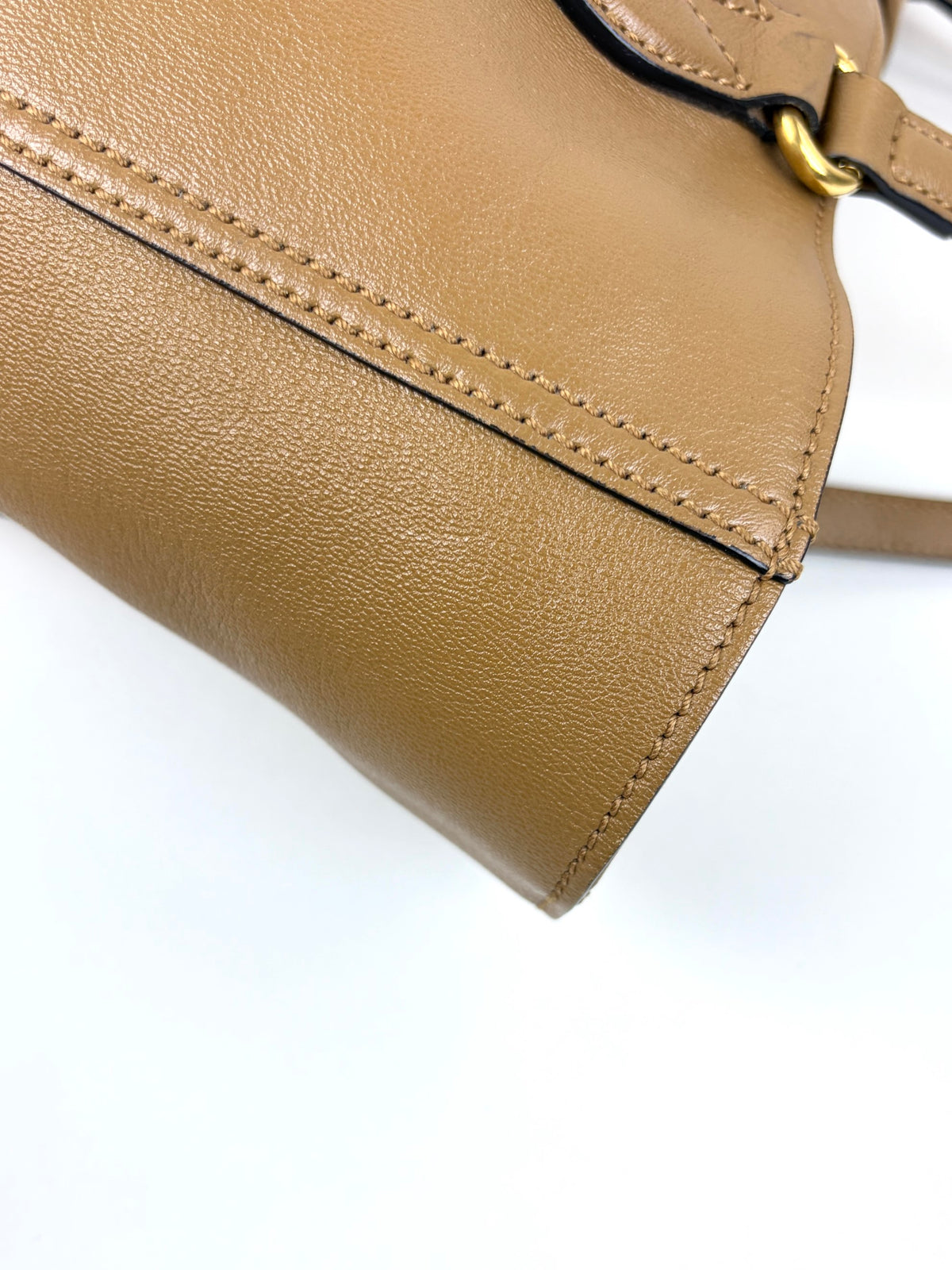 Gucci brown new Sakai calfskin lux web medium dahlia tote bag
