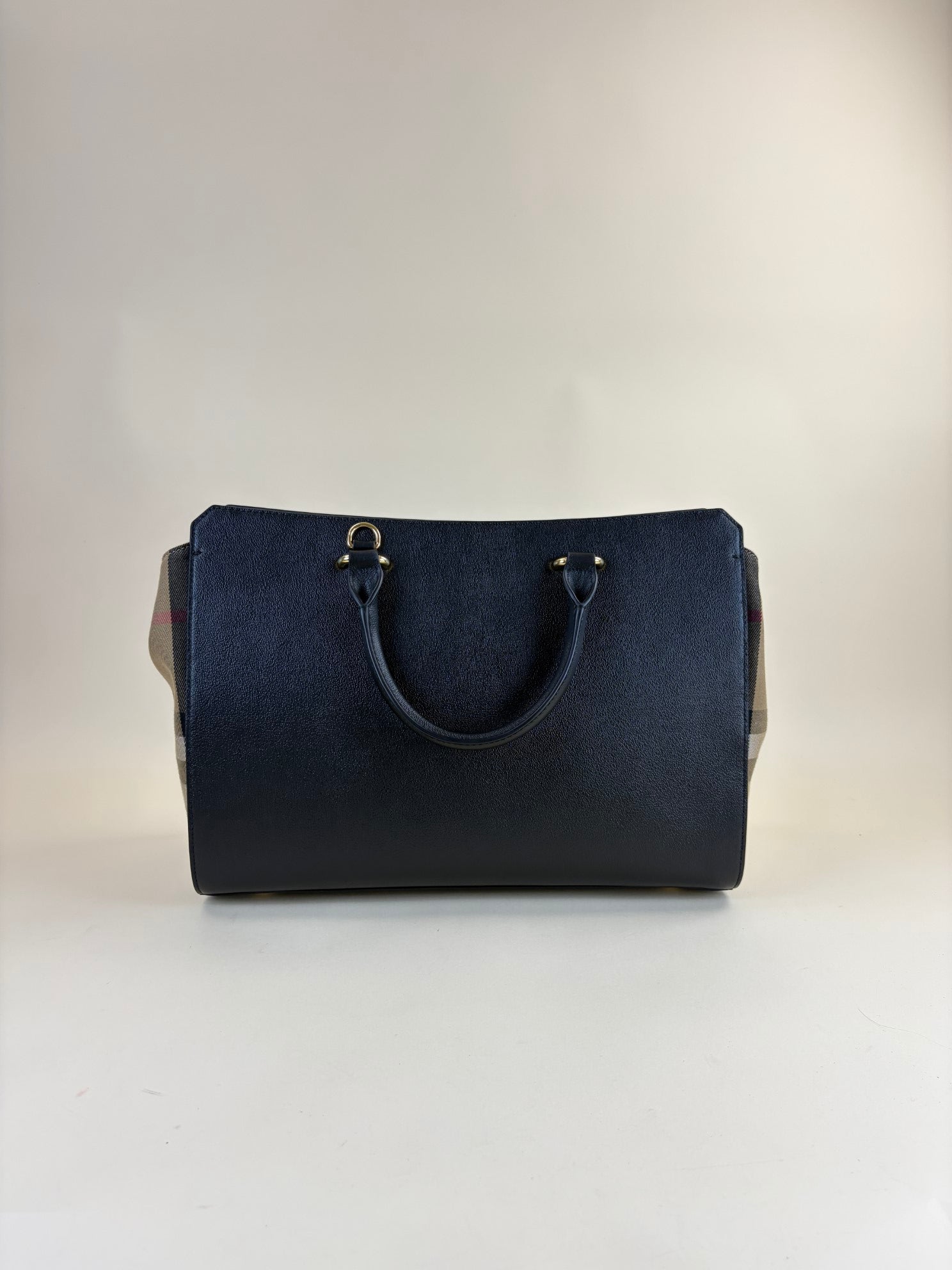Burberry Black Mega Check Medium Banwell Top Handle with Strap