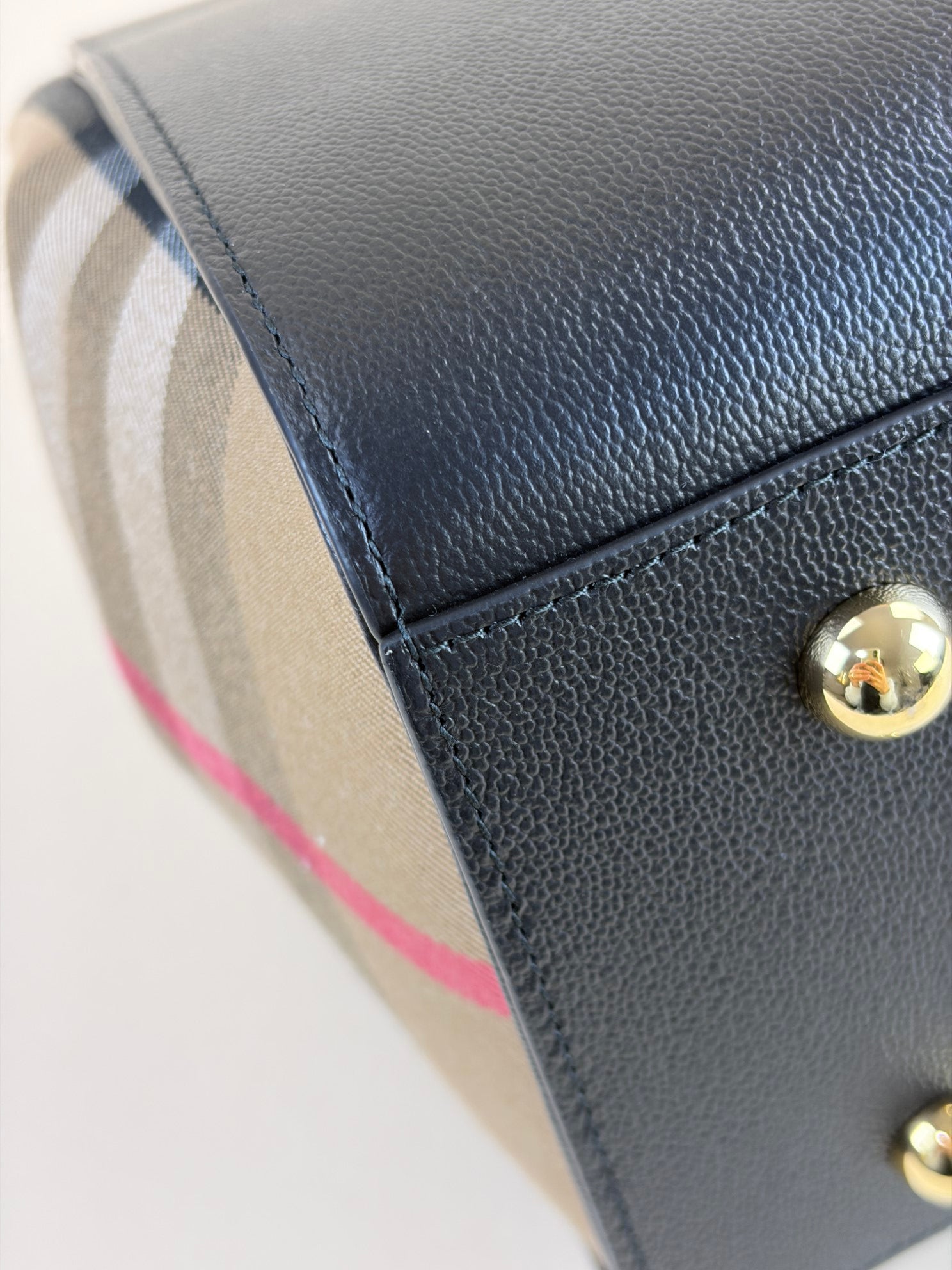 Burberry Black Mega Check Medium Banwell Top Handle with Strap