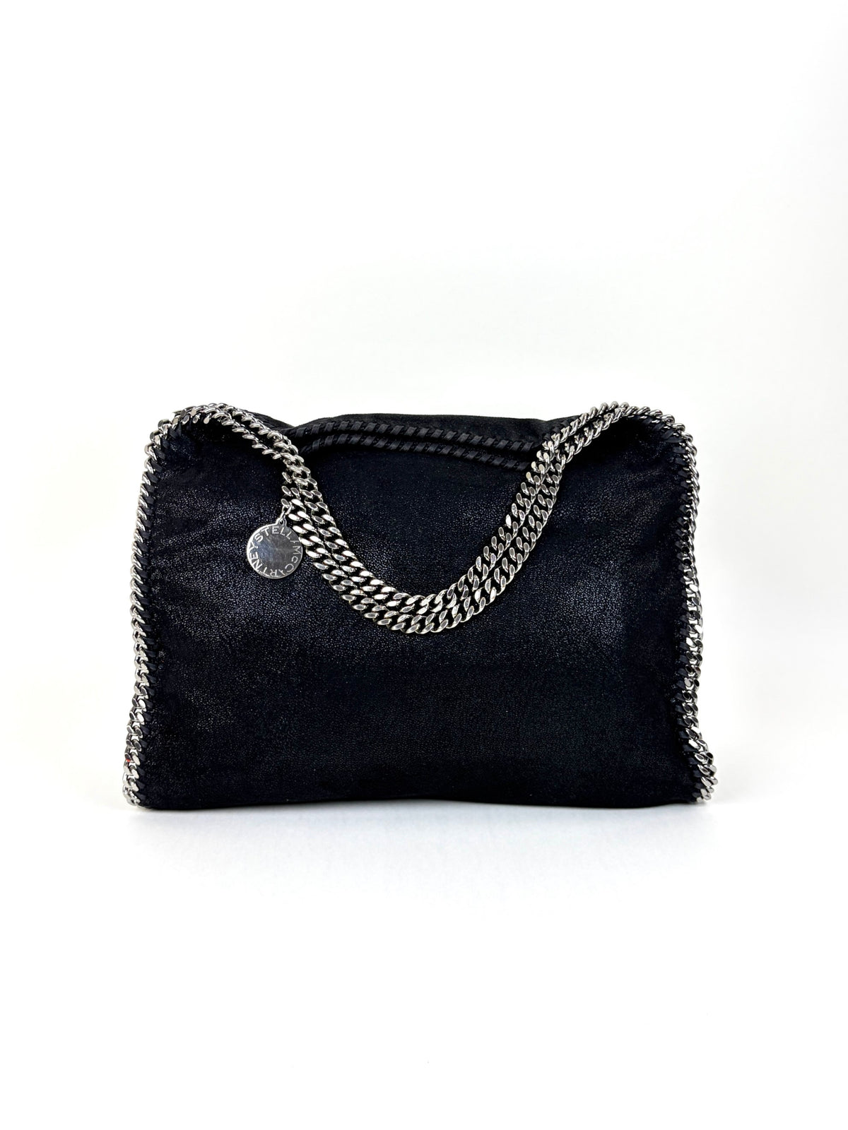 Stella McCartney black Falabella fold over silver Bag