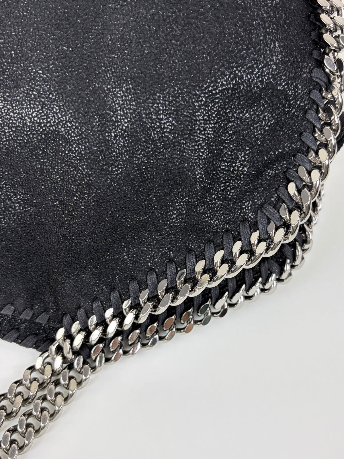 Stella McCartney black Falabella fold over silver Bag