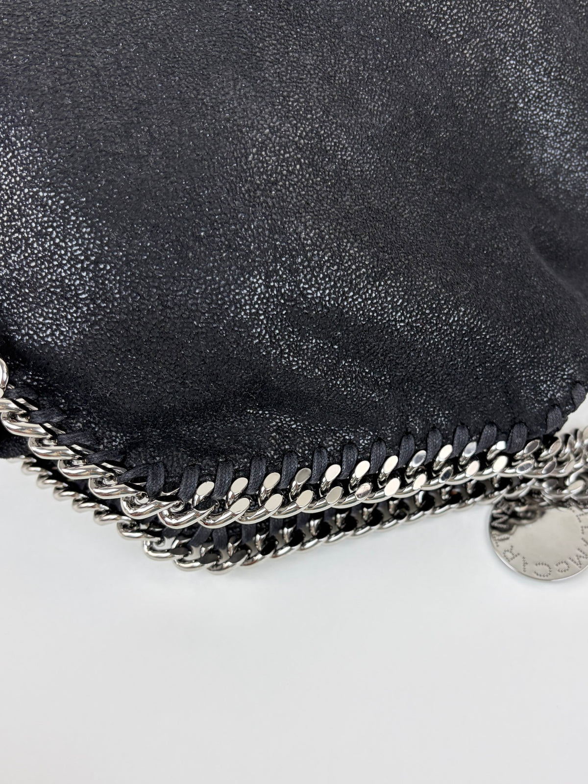 Stella McCartney black Falabella fold over silver Bag