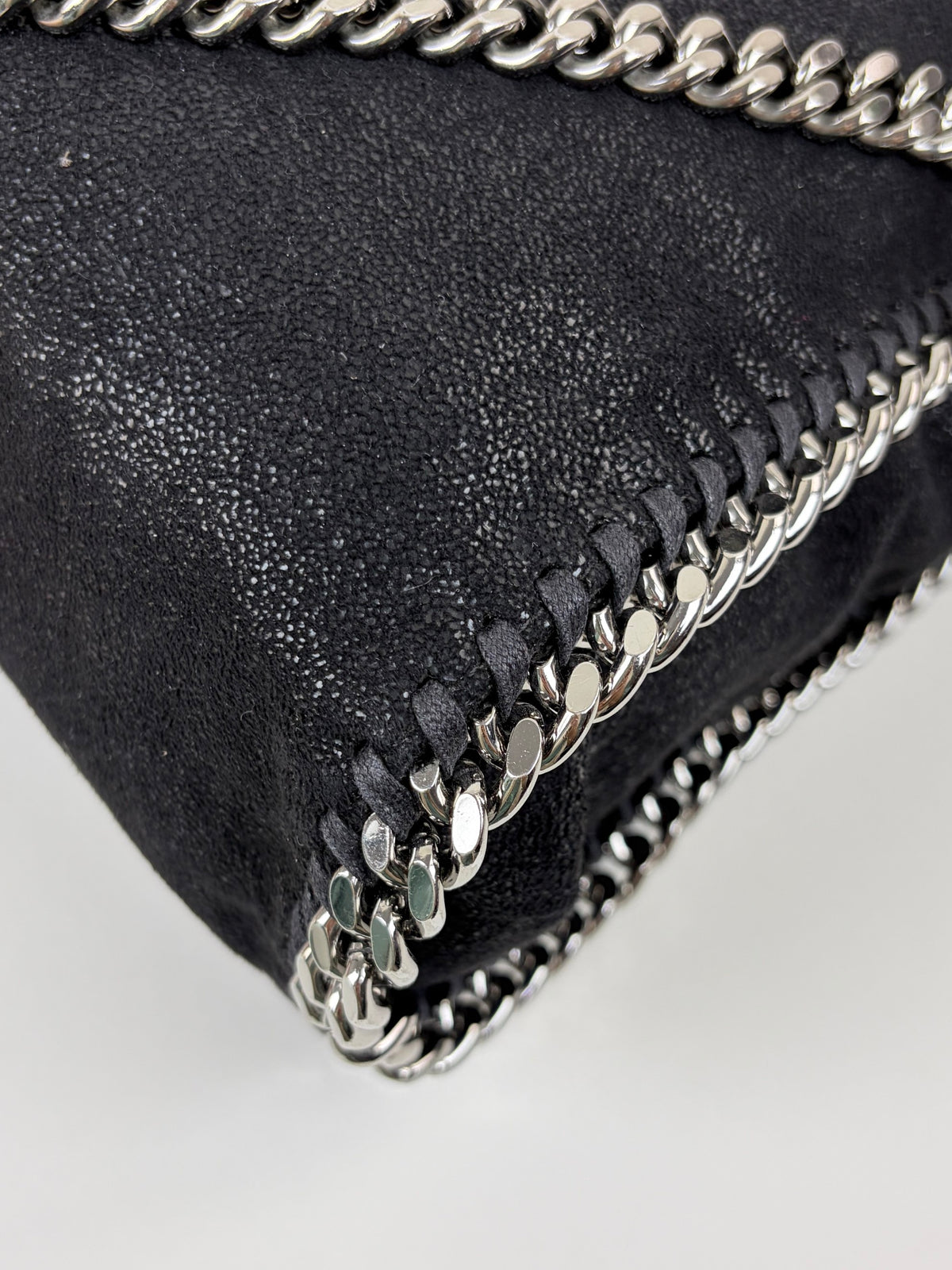 Stella McCartney black Falabella fold over silver Bag