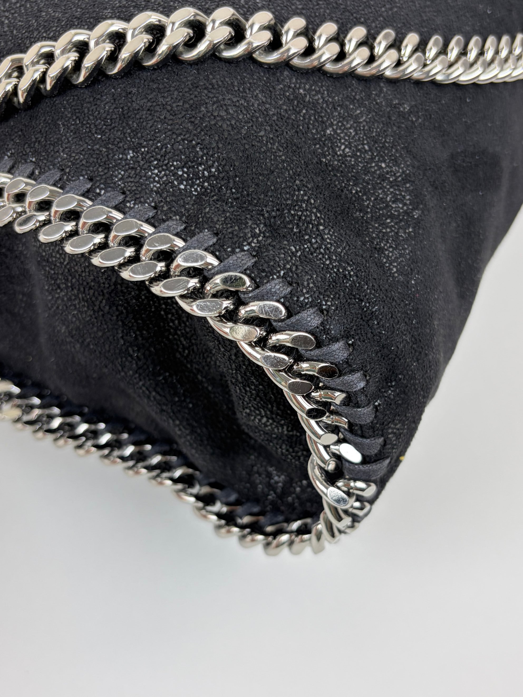Stella McCartney black Falabella fold over silver Bag