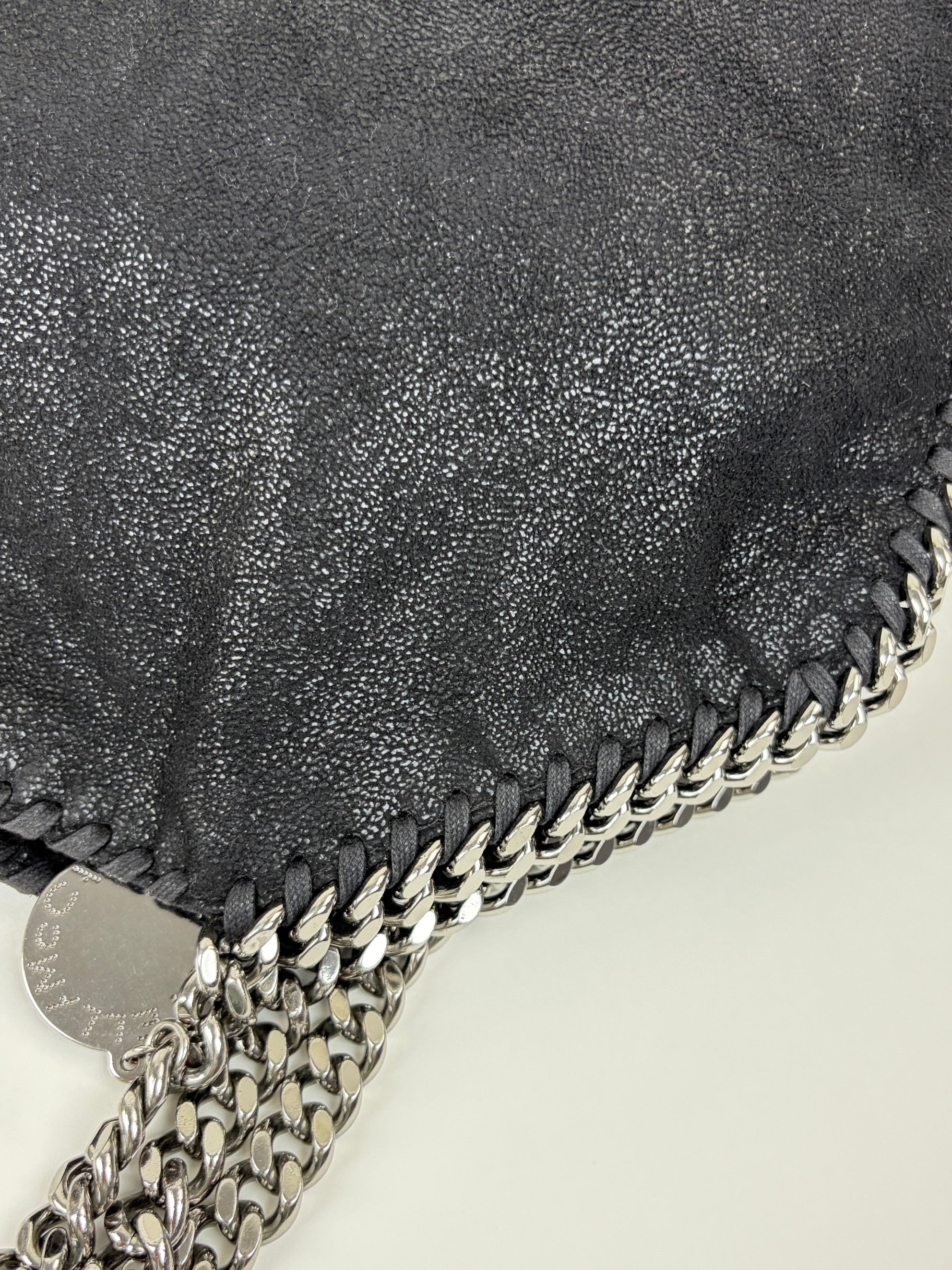 Stella McCartney black Falabella fold over silver Bag