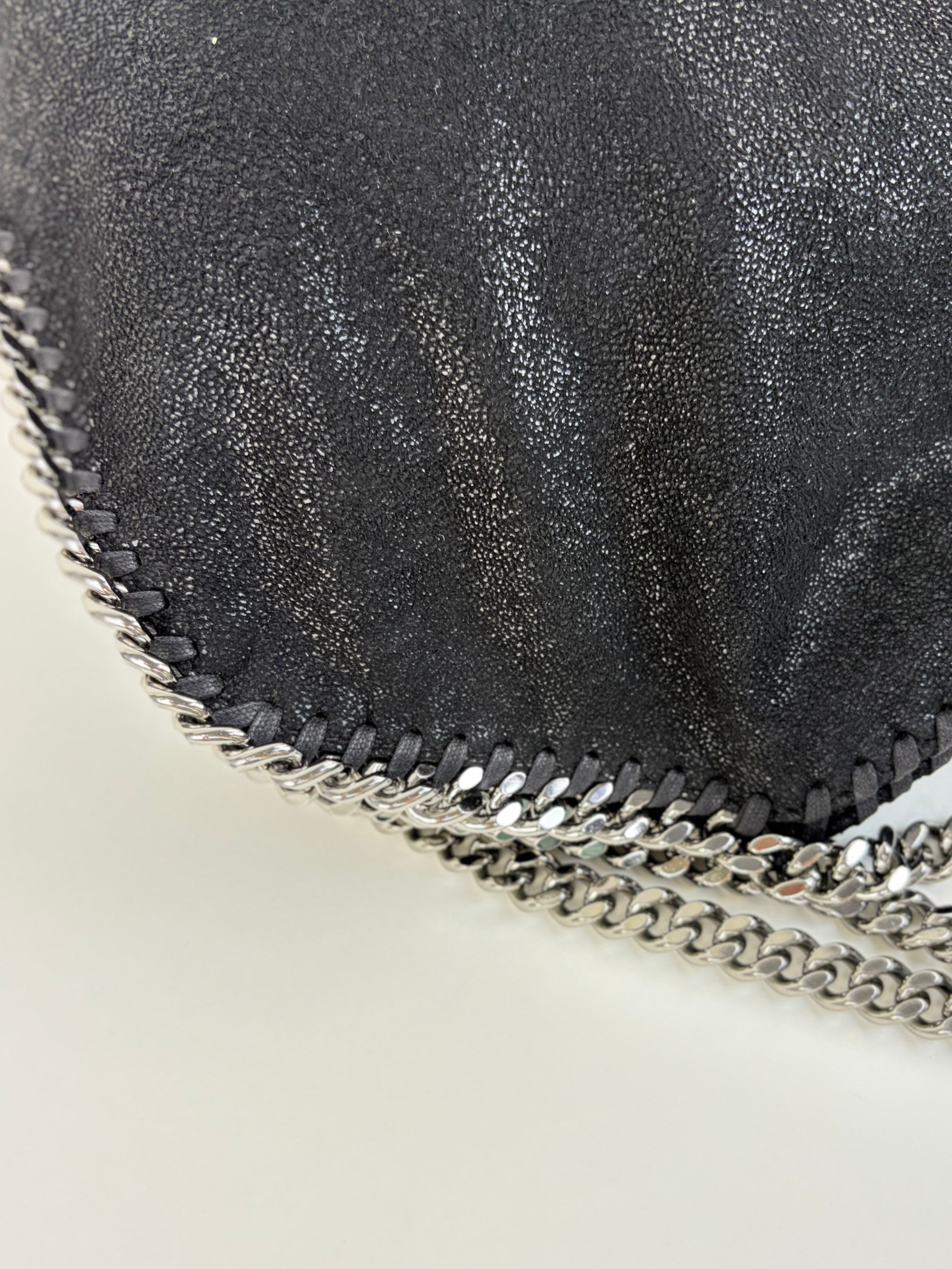 Stella McCartney black Falabella fold over silver Bag