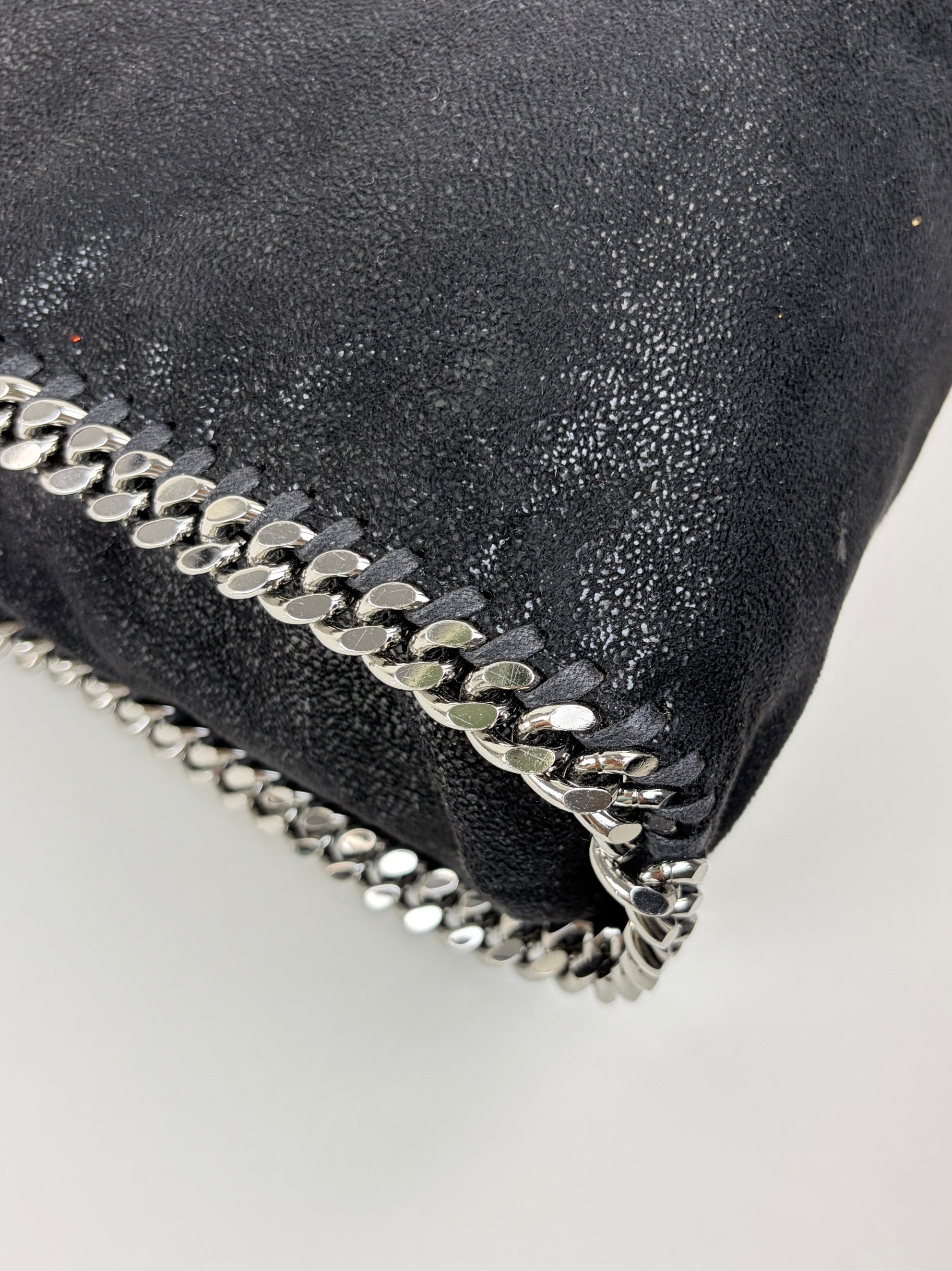 Stella McCartney black Falabella fold over silver Bag