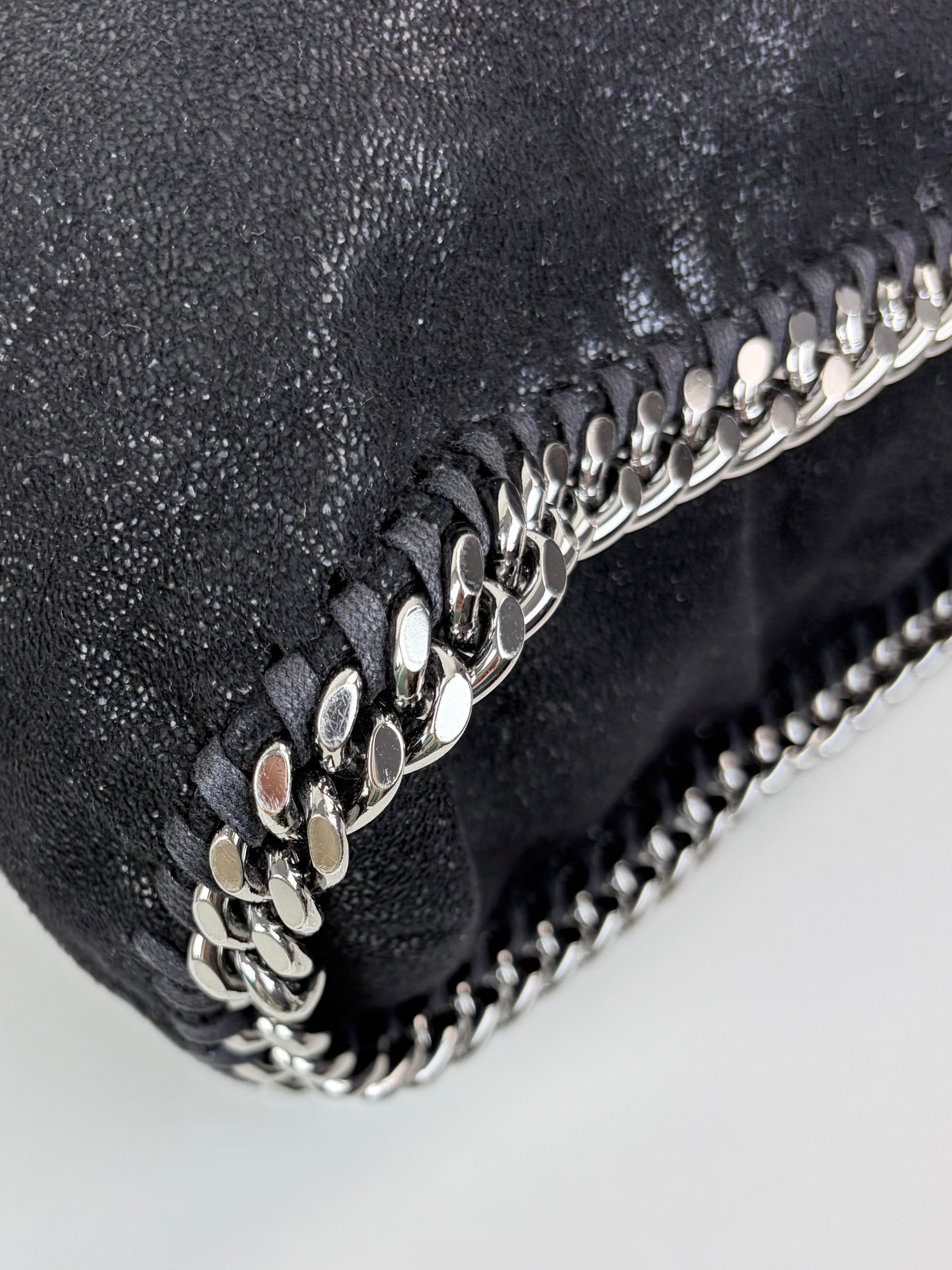 Stella McCartney black Falabella fold over silver Bag