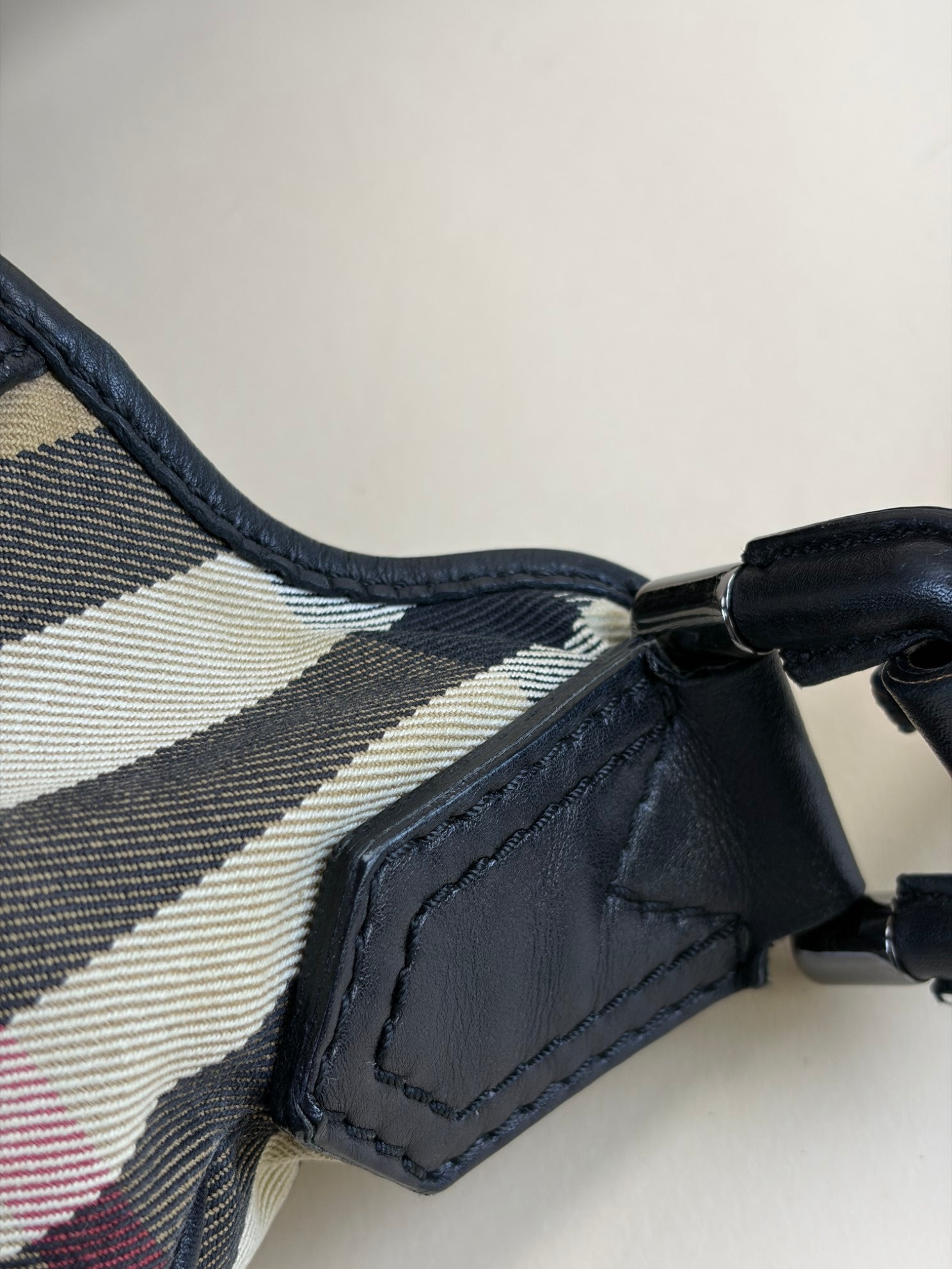 Burberry Bicolor House Check Hobo Phoebe Bag