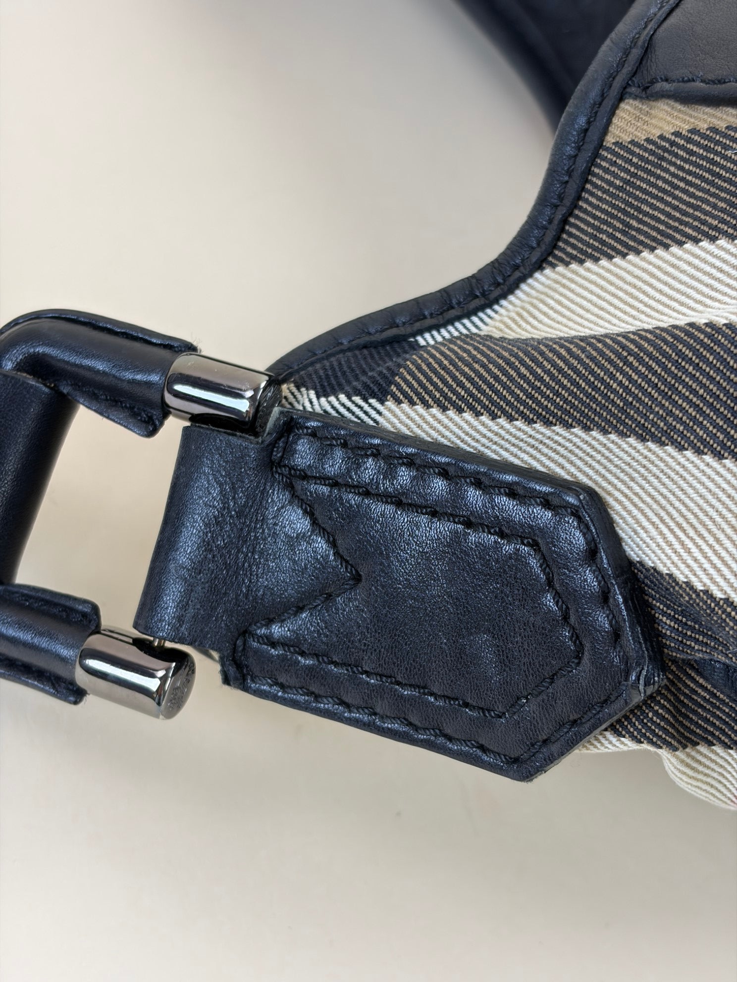 Burberry Bicolor House Check Hobo Phoebe Bag