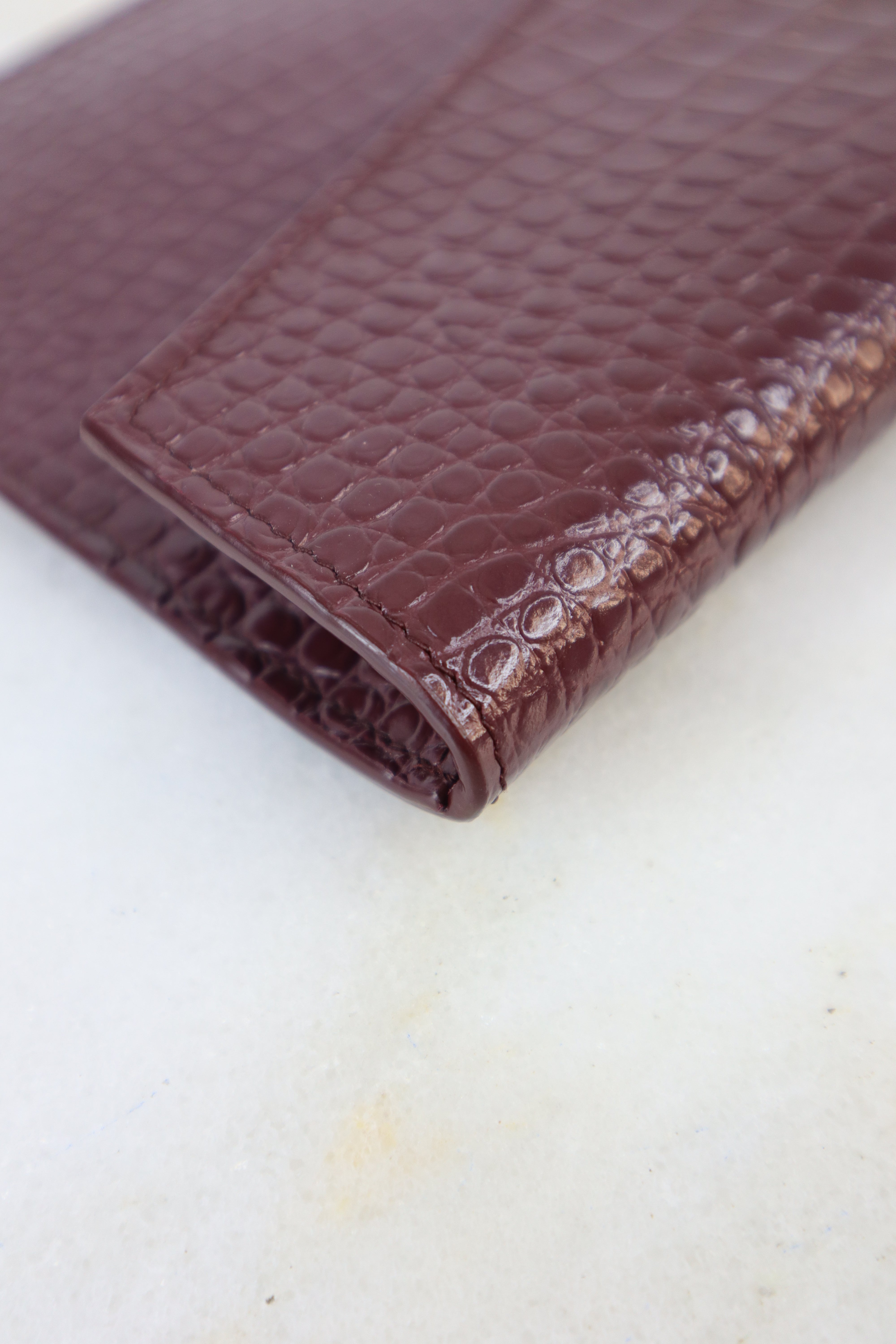 YSL Burgundy Croco Uptown Clutch